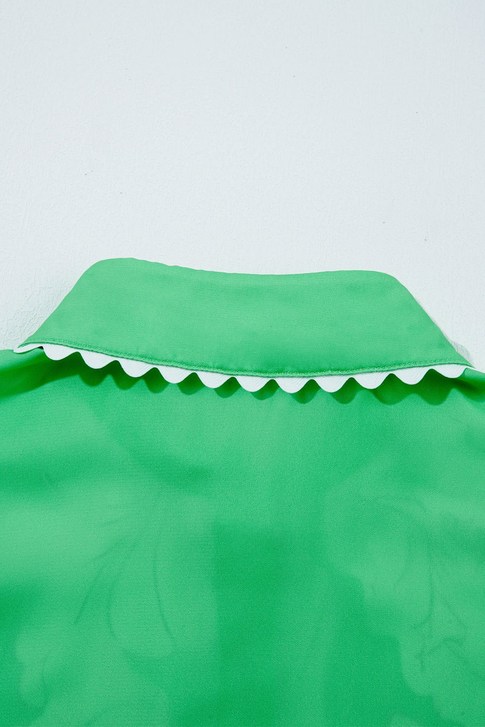 Sky Blue Floral Print Ric Rac Trim Puff Sleeve Button Up Shirt - MAD RUFFI