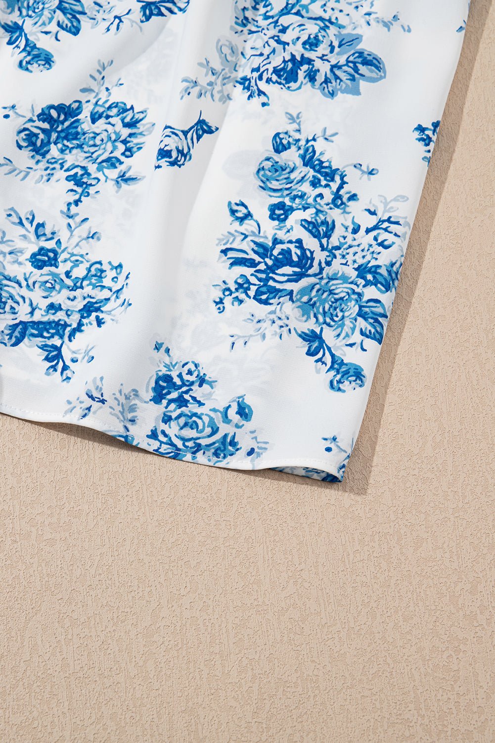 Sky Blue Floral Print Smocked Knot Shoulder Sleeveless Midi Dress - MAD RUFFI