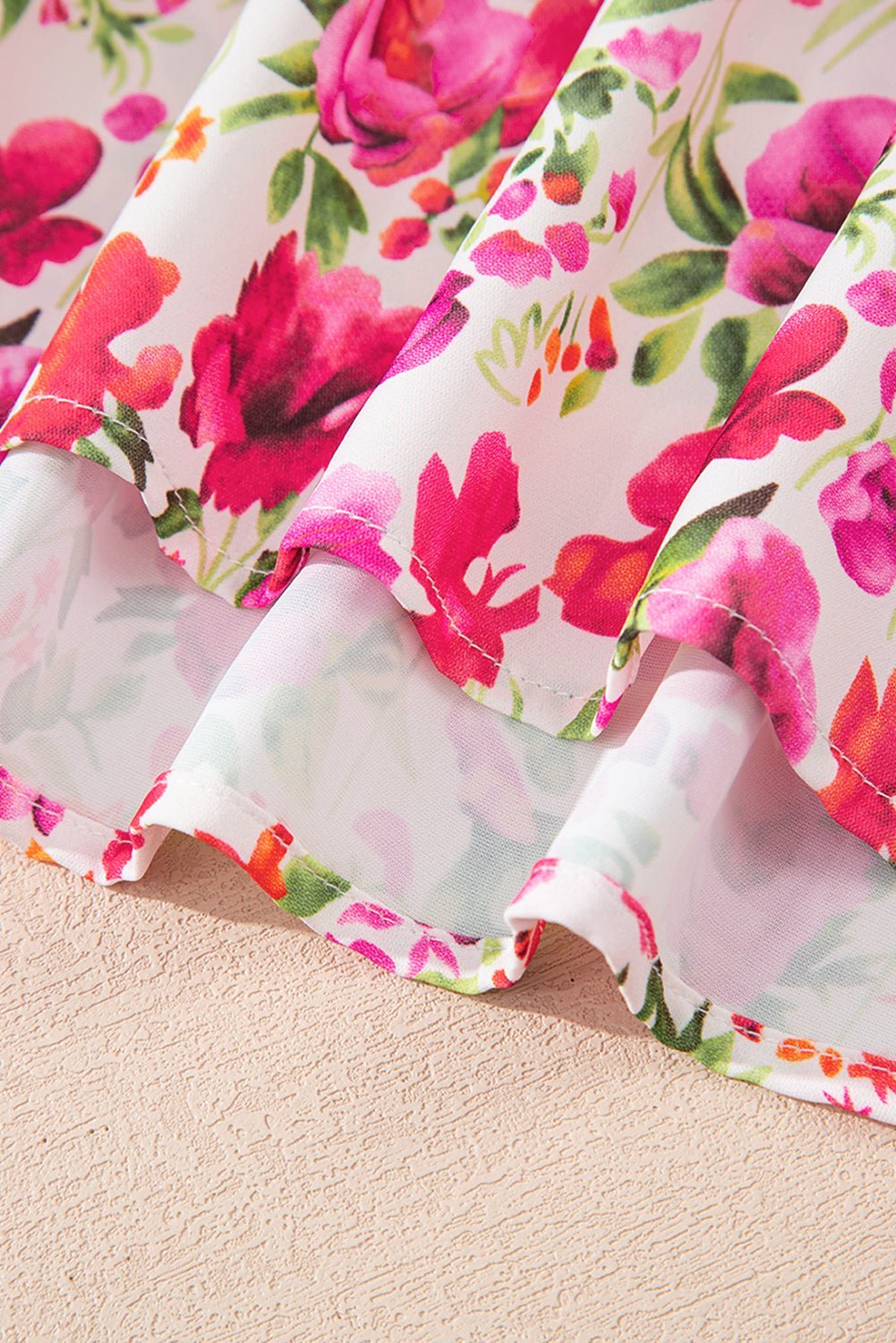 Sky Blue Floral Print Striped Patchwork Collared Blouse - MAD RUFFI