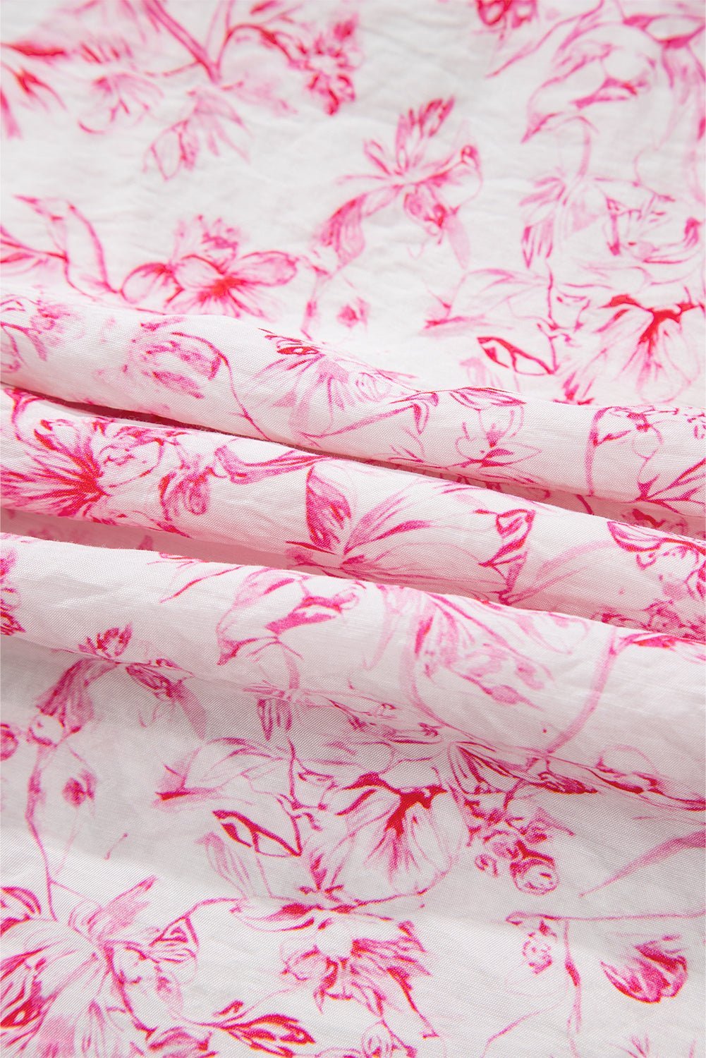 Sky Blue Floral Ruffle Short Sleeve Bow Back Blouse - MAD RUFFI