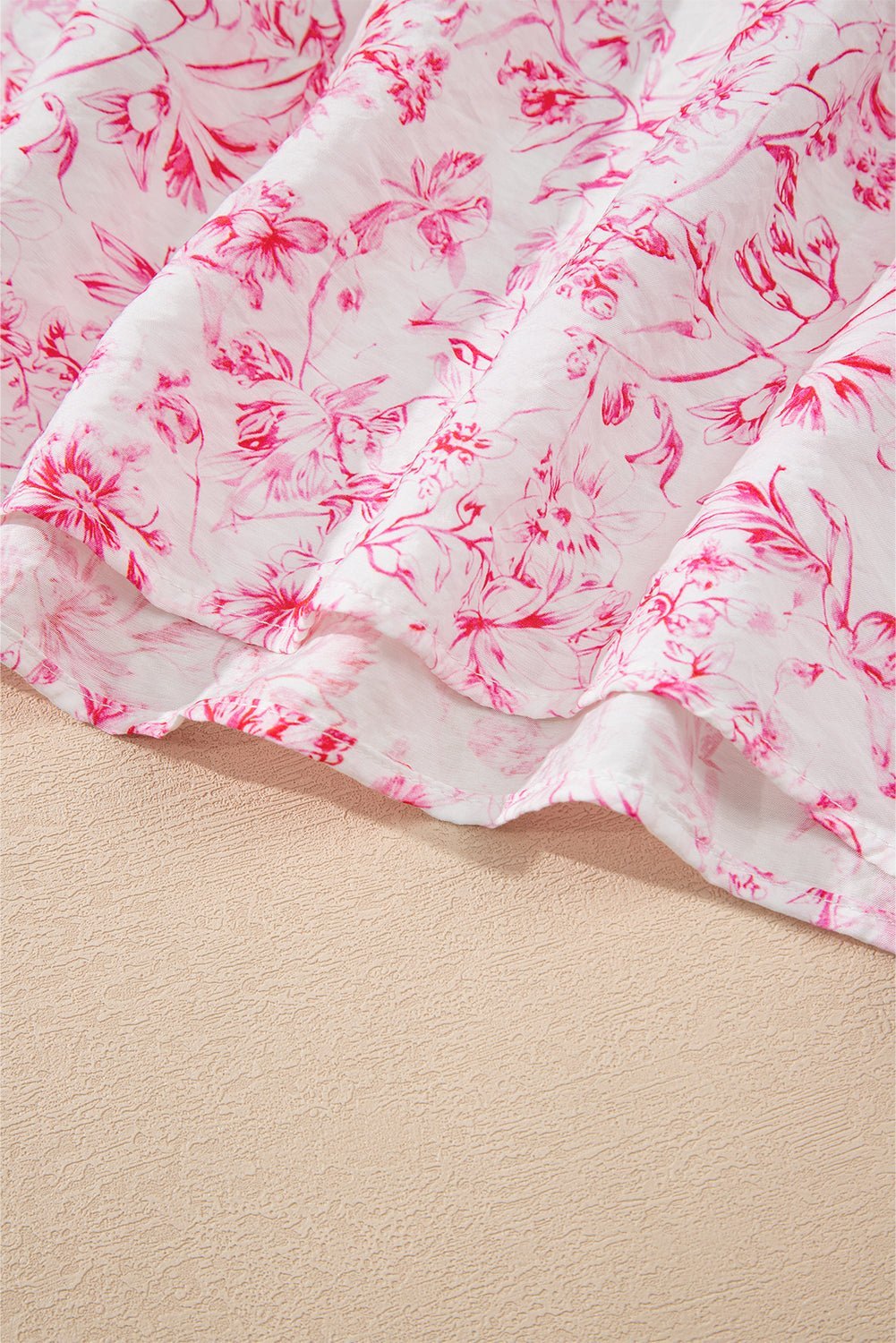 Sky Blue Floral Ruffle Short Sleeve Bow Back Blouse - MAD RUFFI