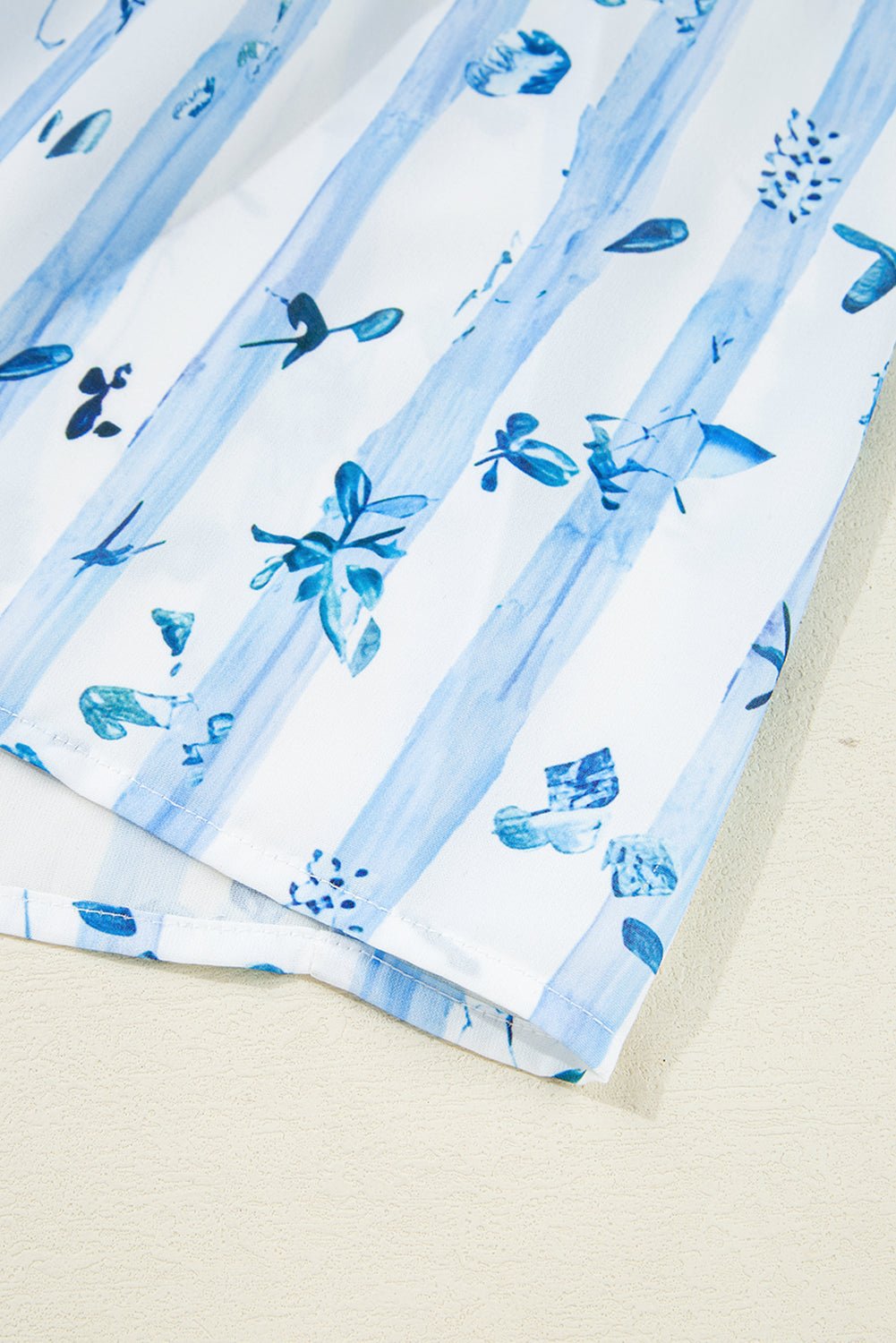 Sky Blue Floral Smocked A - Line Tie Straps Maxi Dress - MAD RUFFI