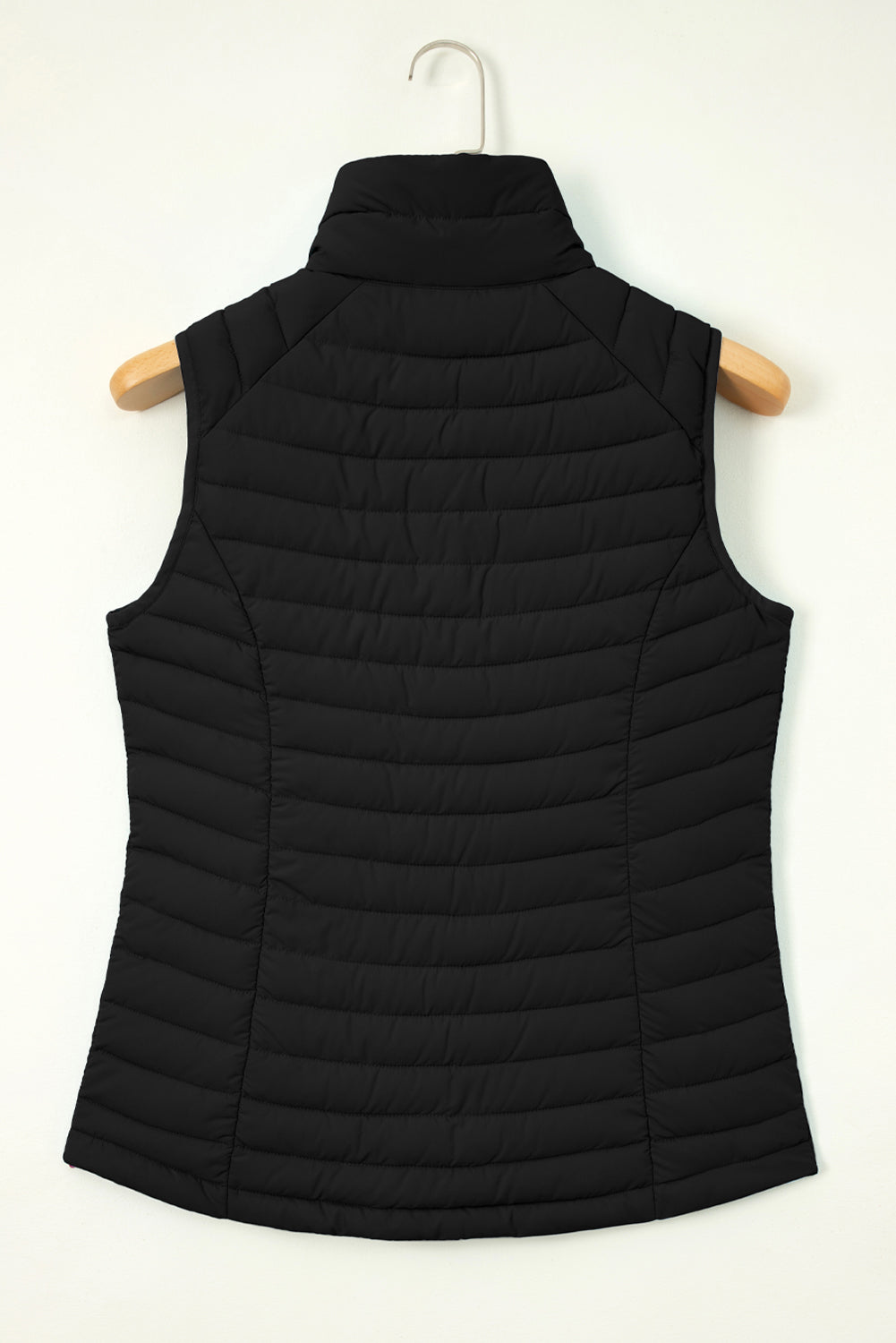 Sky Blue Plush Collared Quilted Zipped Puffer Vest - MAD RUFFI