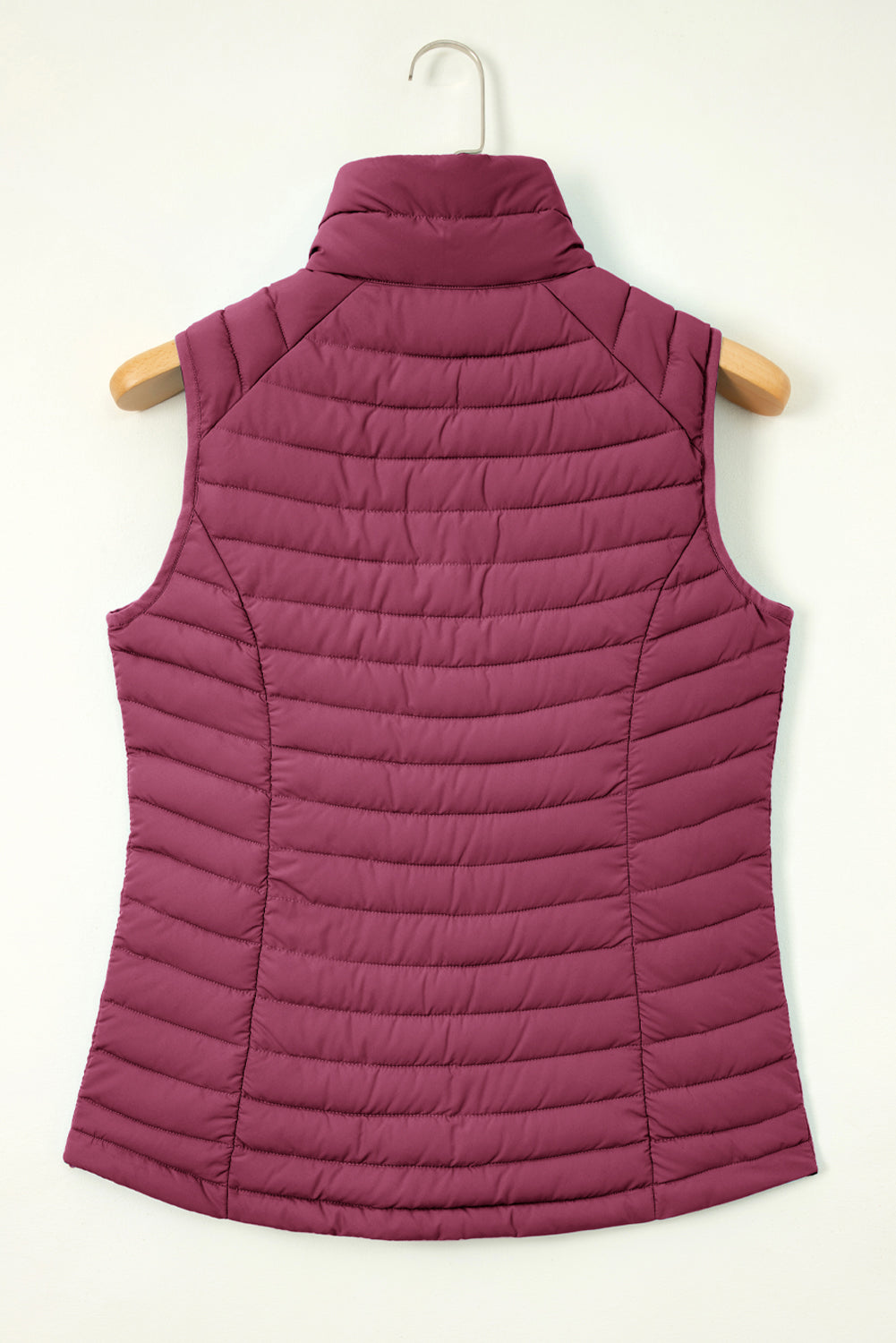 Sky Blue Plush Collared Quilted Zipped Puffer Vest - MAD RUFFI