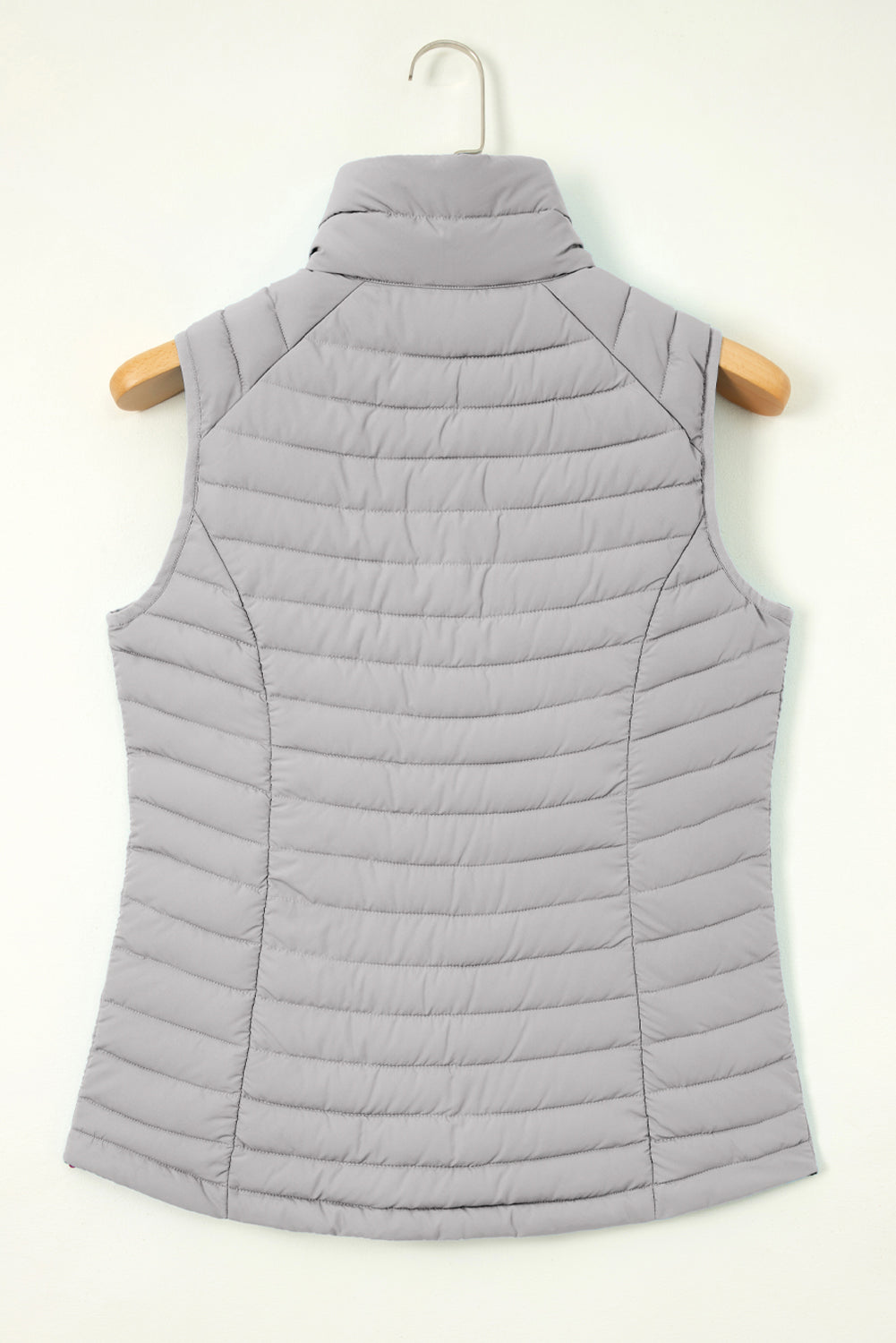 Sky Blue Plush Collared Quilted Zipped Puffer Vest - MAD RUFFI