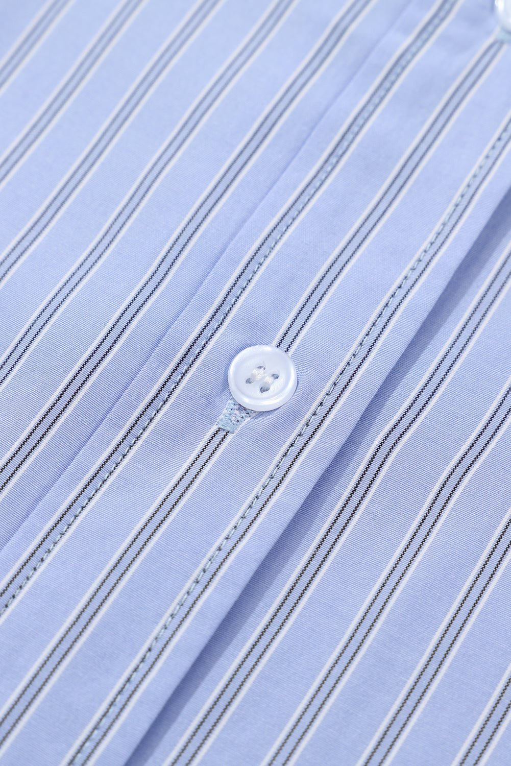 Sky Blue Stripe Button Up Oversized Casual Shirt - MAD RUFFI