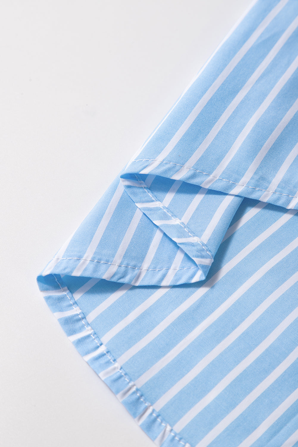 Sky Blue Stripe Contrast Patch Pocket Casual Shirt - MAD RUFFI