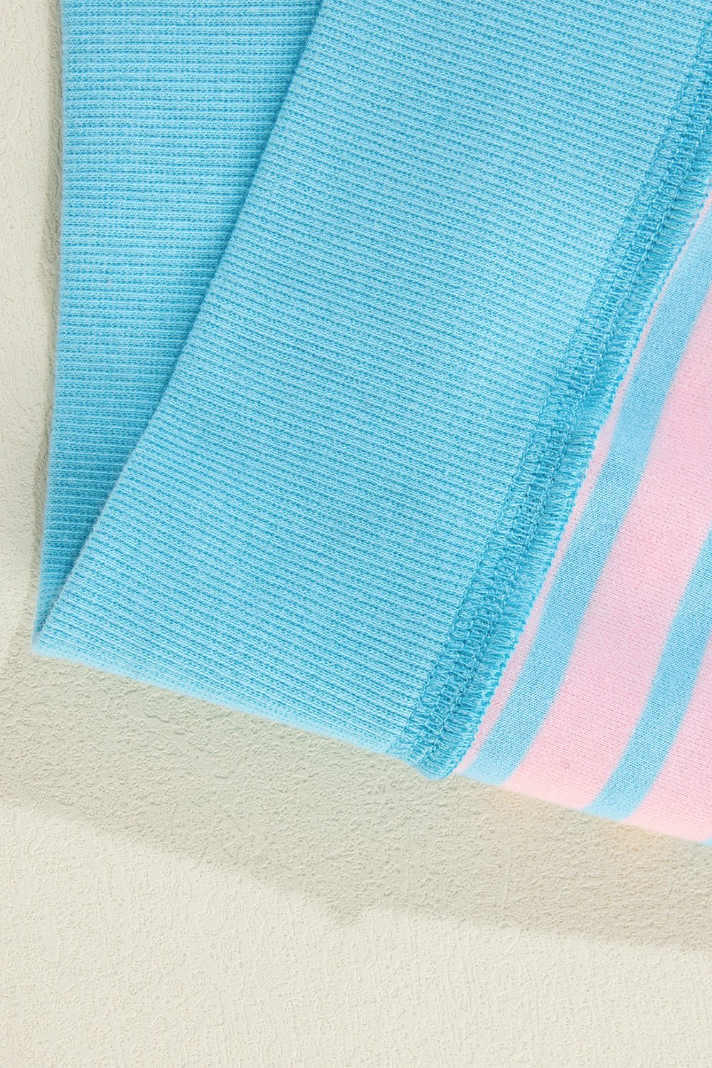 Sky Blue Stripe Contrast Trim High Low Tunic Sweatshirt - MAD RUFFI