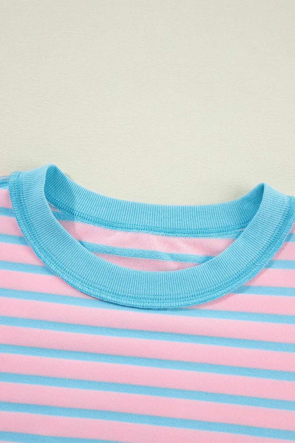 Sky Blue Stripe Contrast Trim High Low Tunic Sweatshirt - MAD RUFFI