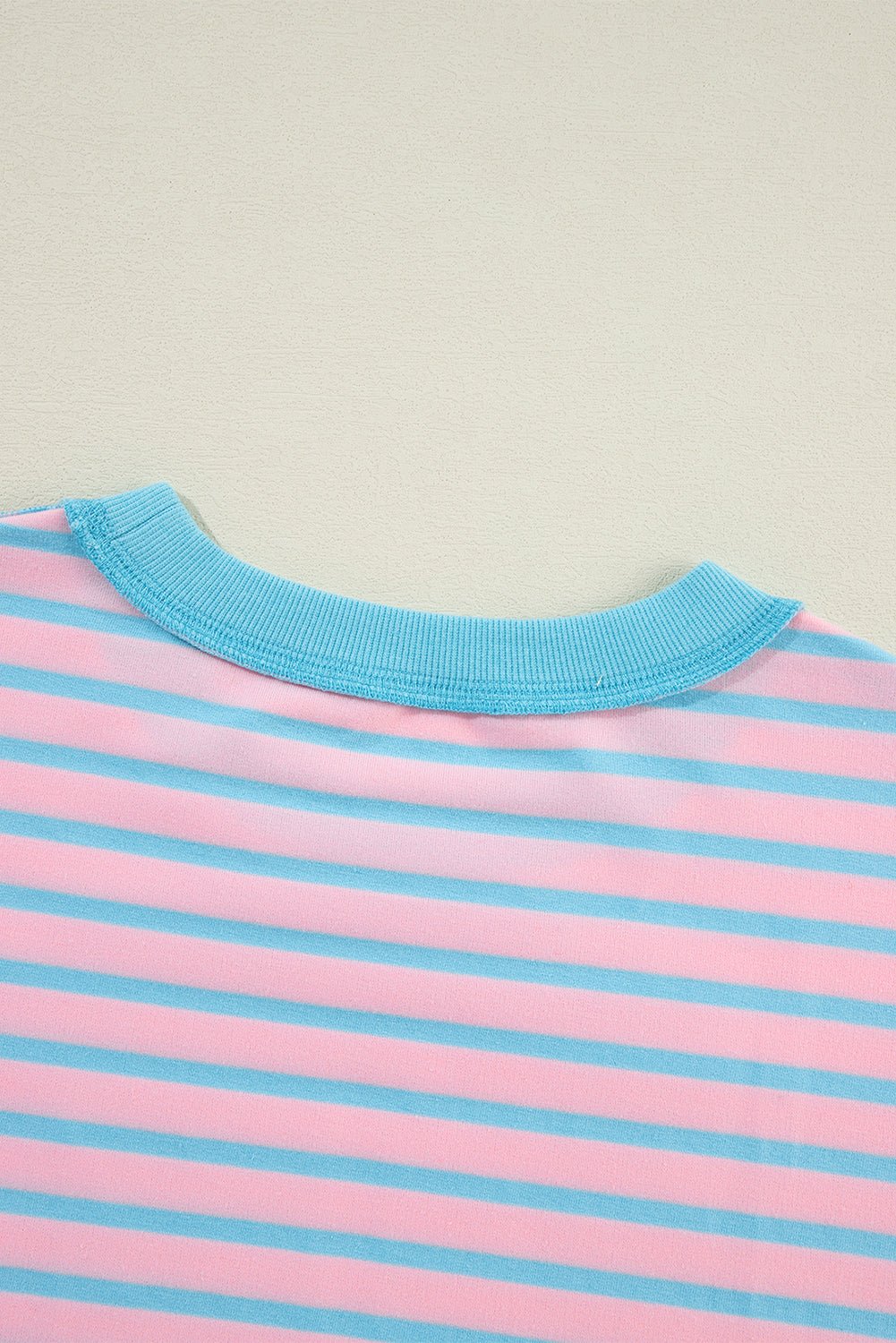Sky Blue Stripe Contrast Trim High Low Tunic Sweatshirt - MAD RUFFI