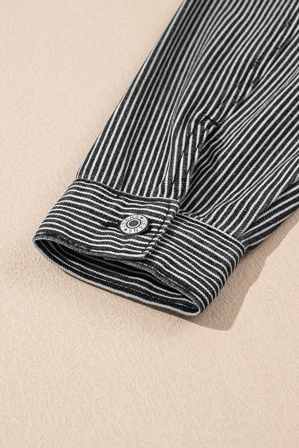 Sky Blue Stripe Washed Oversized Pocketed Denim Jacket - MAD RUFFI