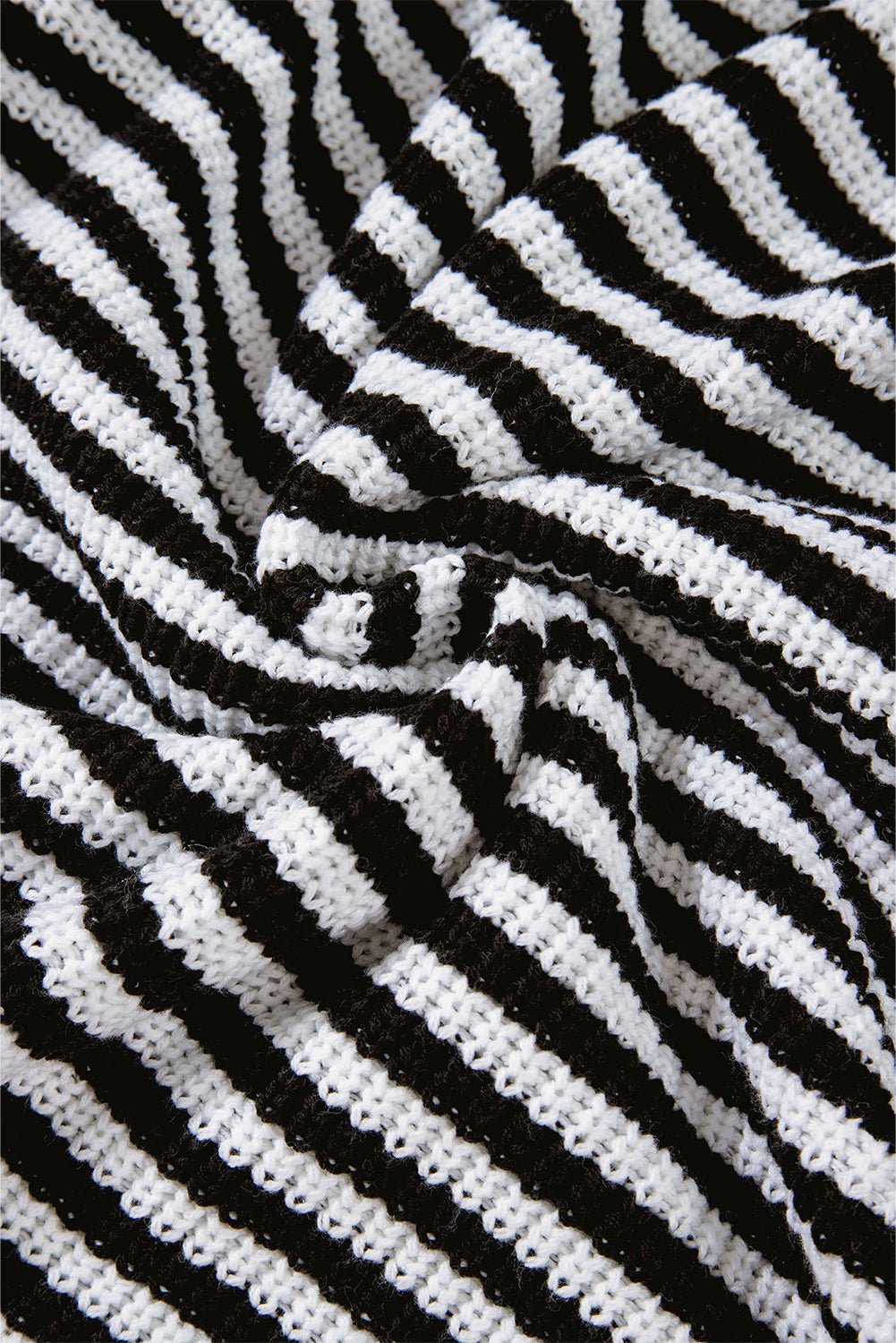 Sky Blue Stripe Zip up Collar Drop Sleeve Sweater - MAD RUFFI