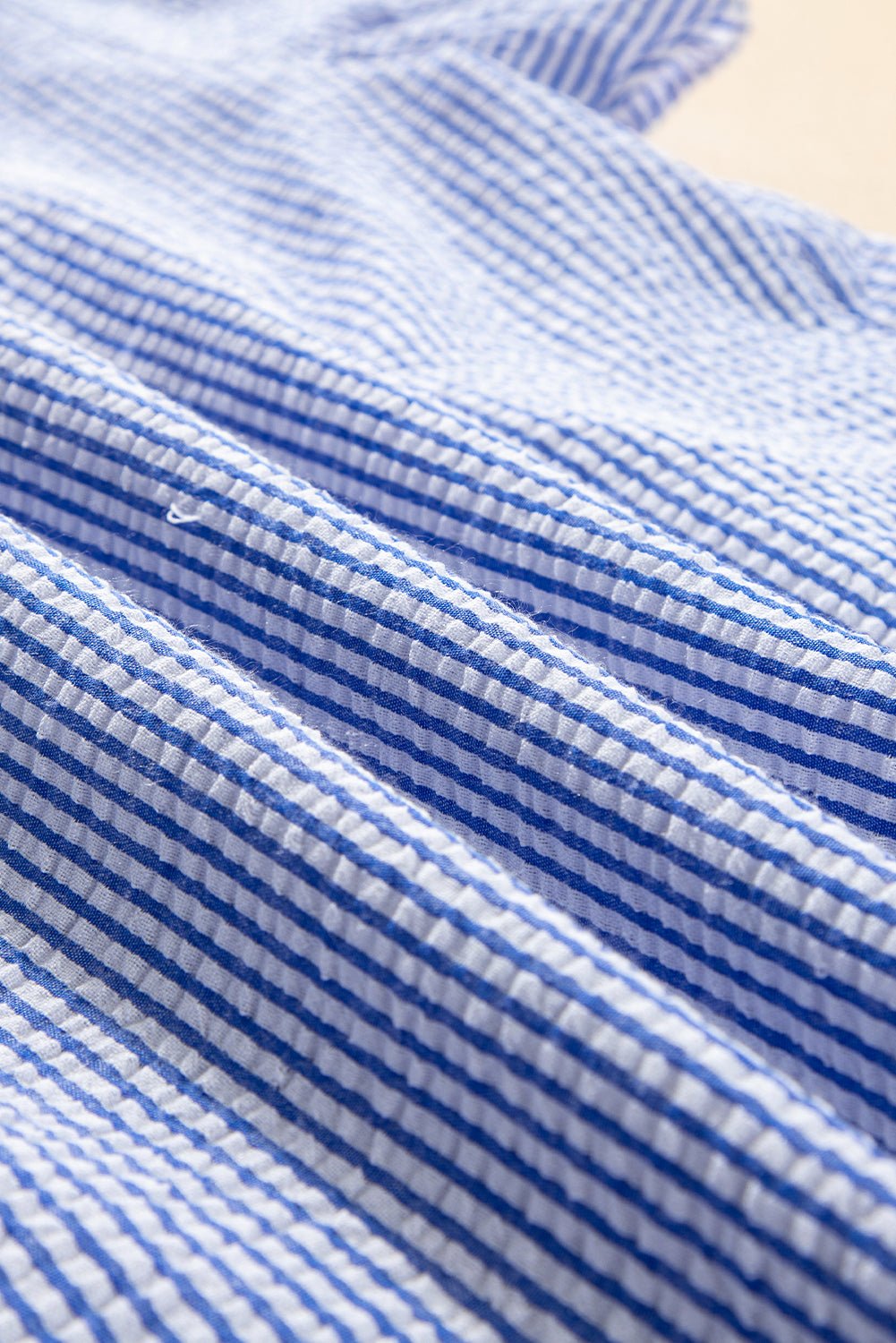 Sky Blue Striped Crochet Applique Boho Blouse - MAD RUFFI