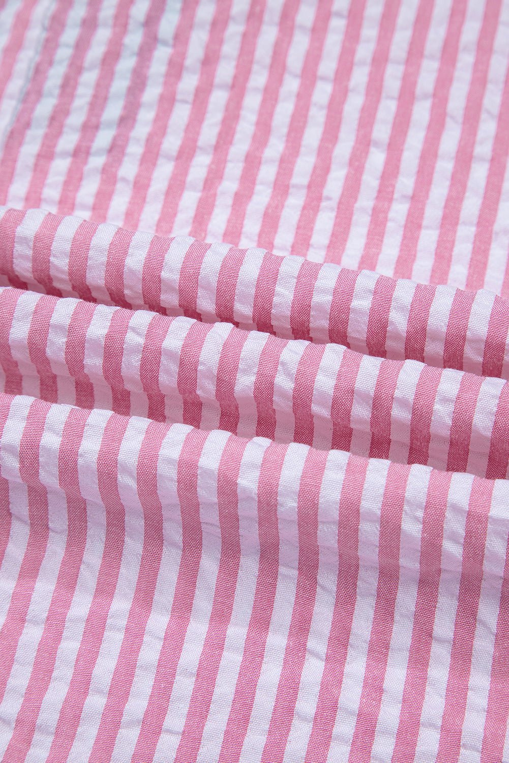 Sky Blue Striped Dolman Sleeve Pop of Color Neckline Blouse - MAD RUFFI