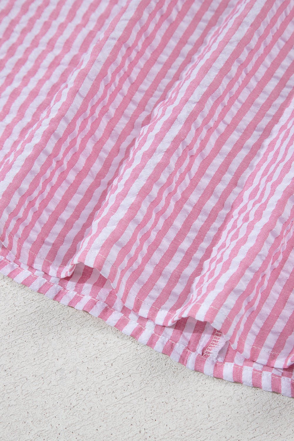 Sky Blue Striped Dolman Sleeve Pop of Color Neckline Blouse - MAD RUFFI