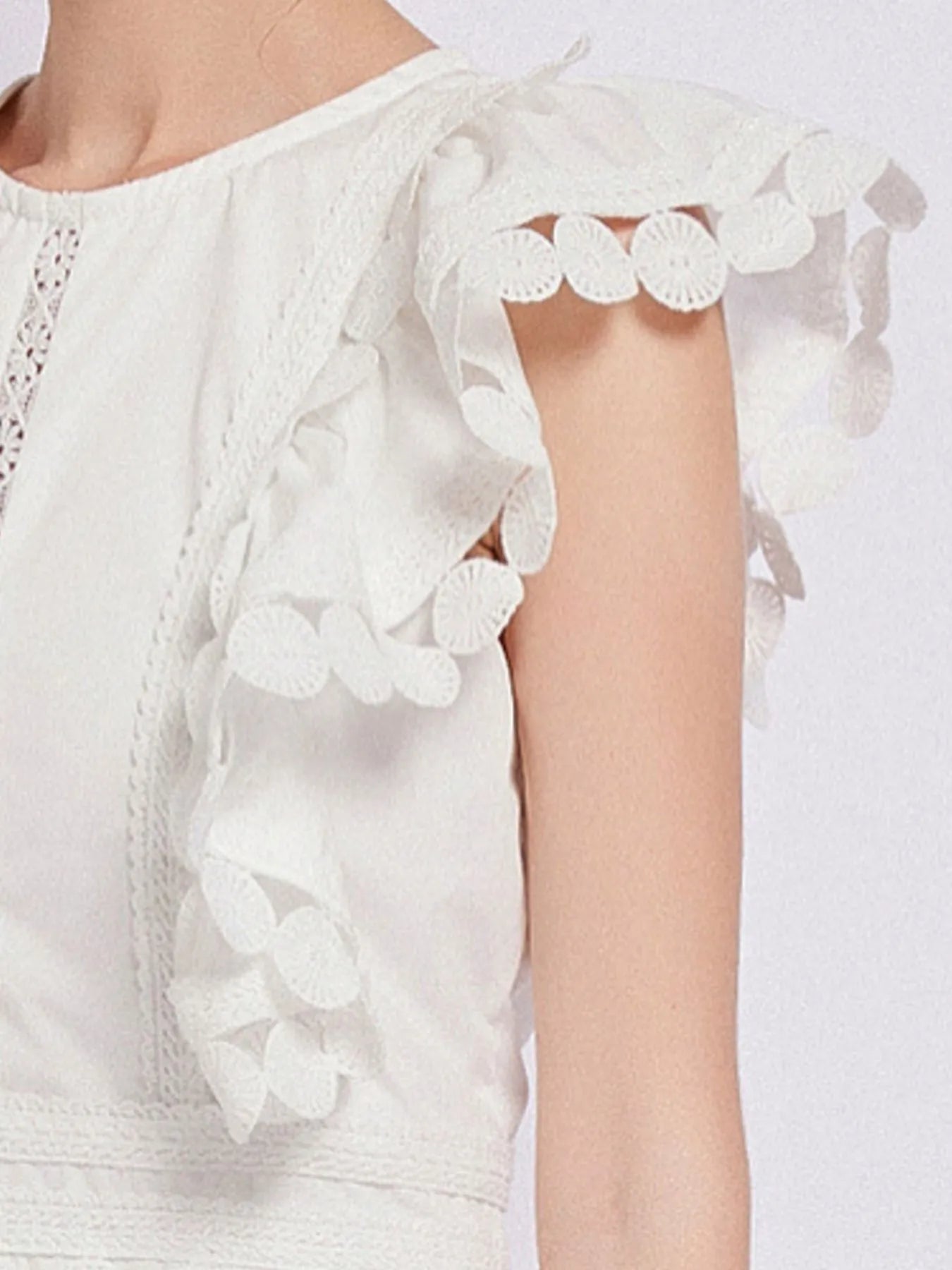 Sleeveless Ruffled Tiered Dress with Embroidered Trim - MAD RUFFI