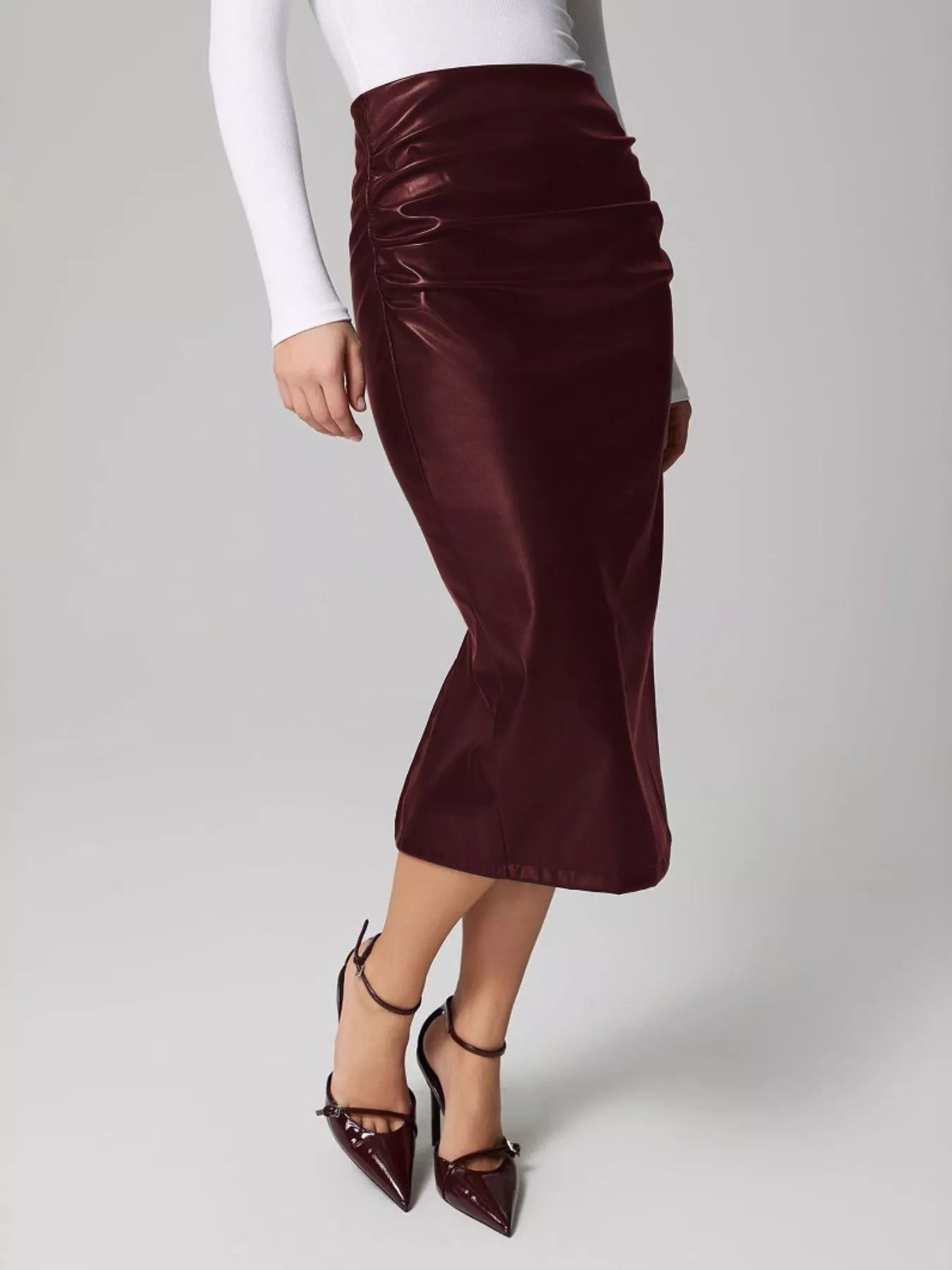 Slit Back Leather Skirt - MAD RUFFI