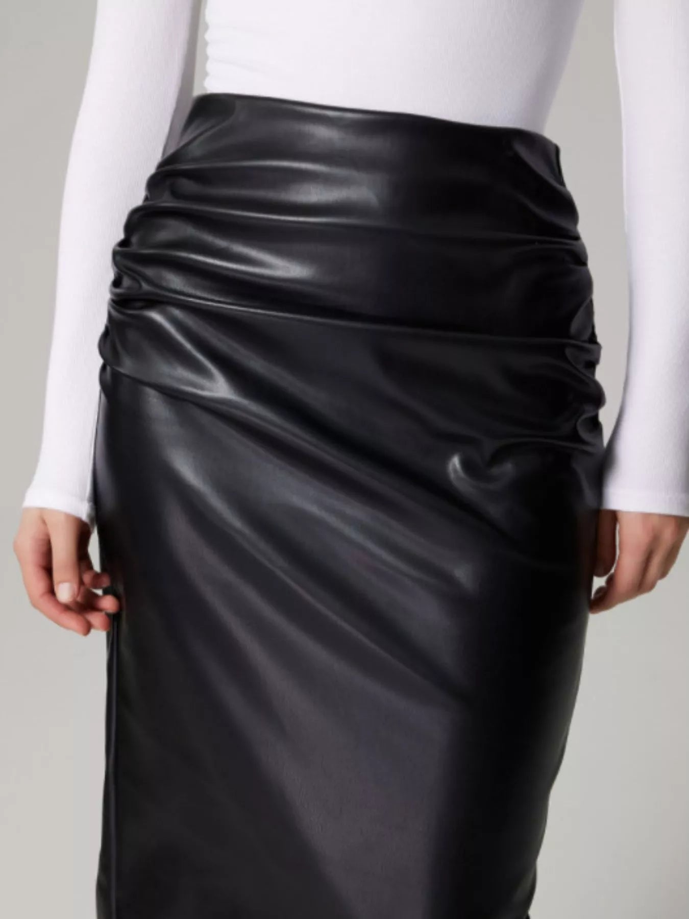 Slit Back Leather Skirt - MAD RUFFI