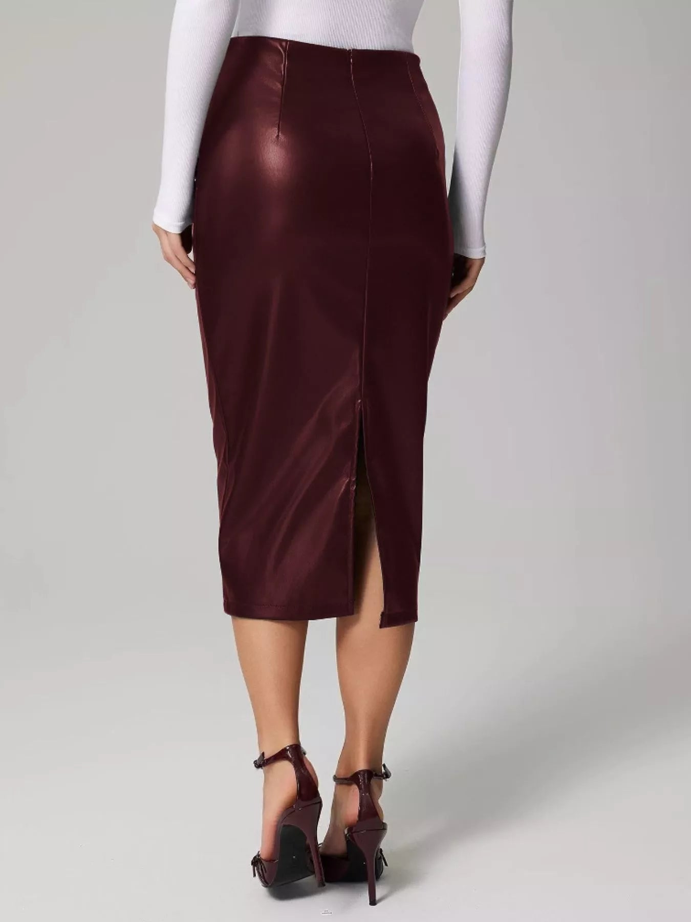 Slit Back Leather Skirt - MAD RUFFI