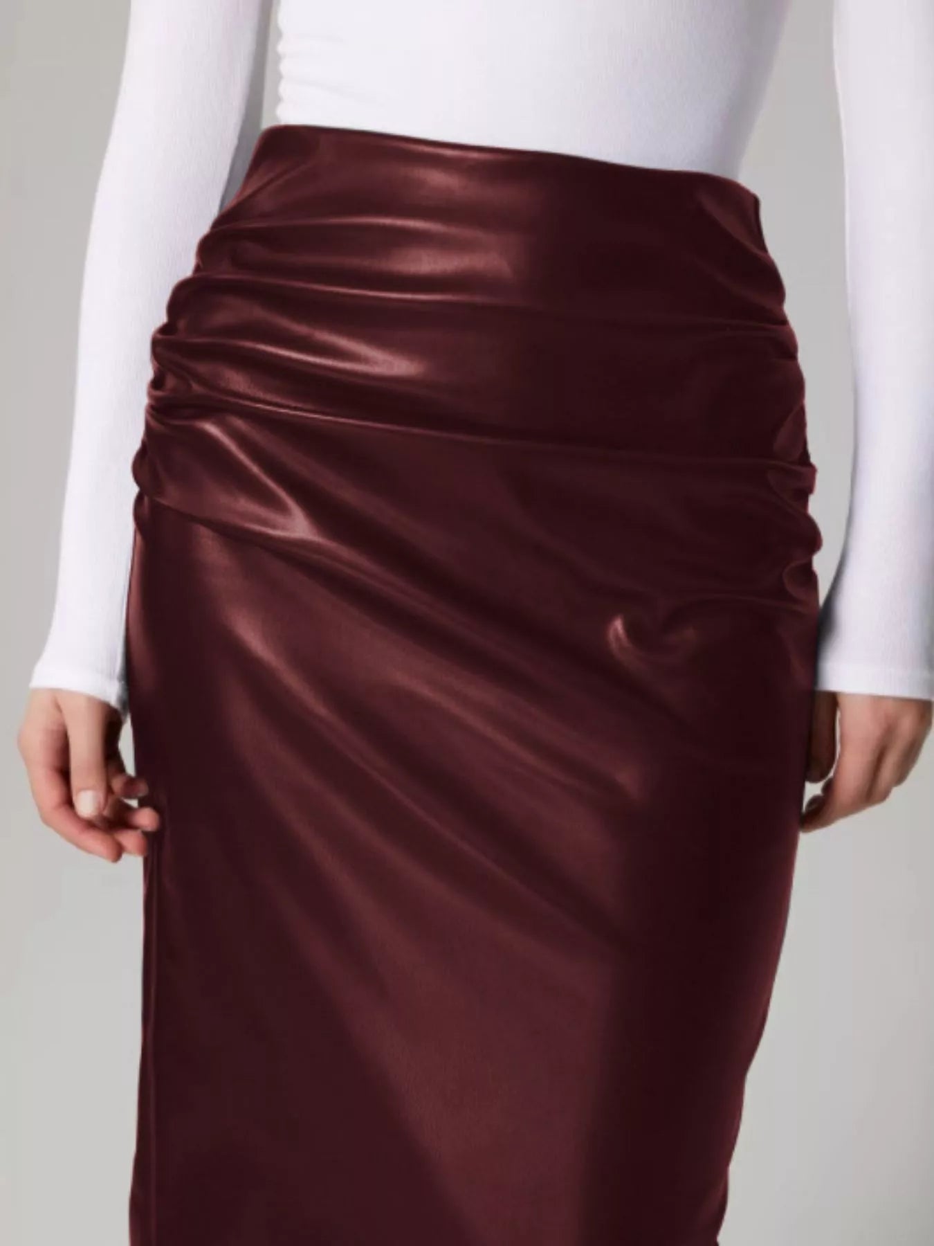 Slit Back Leather Skirt - MAD RUFFI