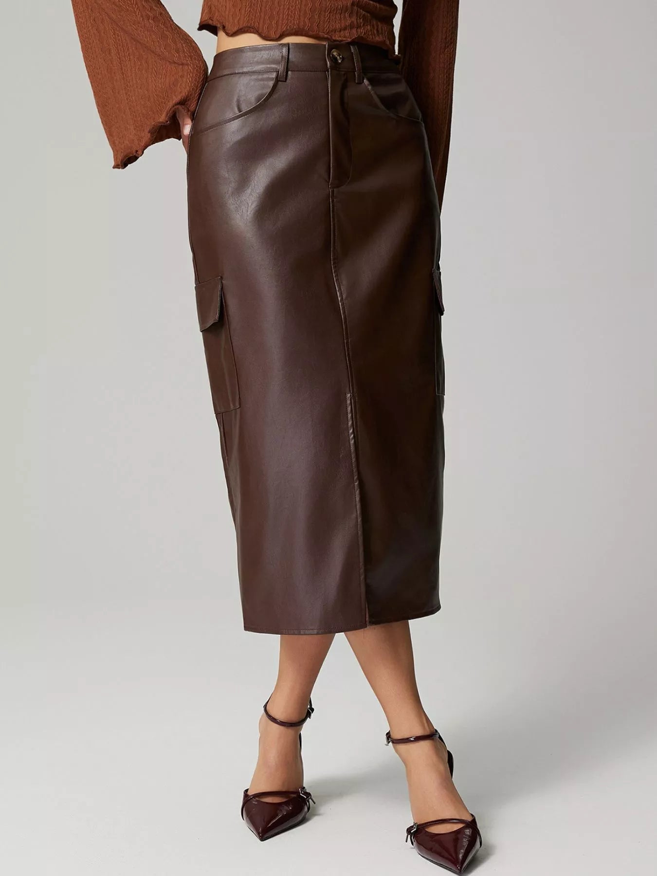 Slit Leather Cargo Skirt - MAD RUFFI