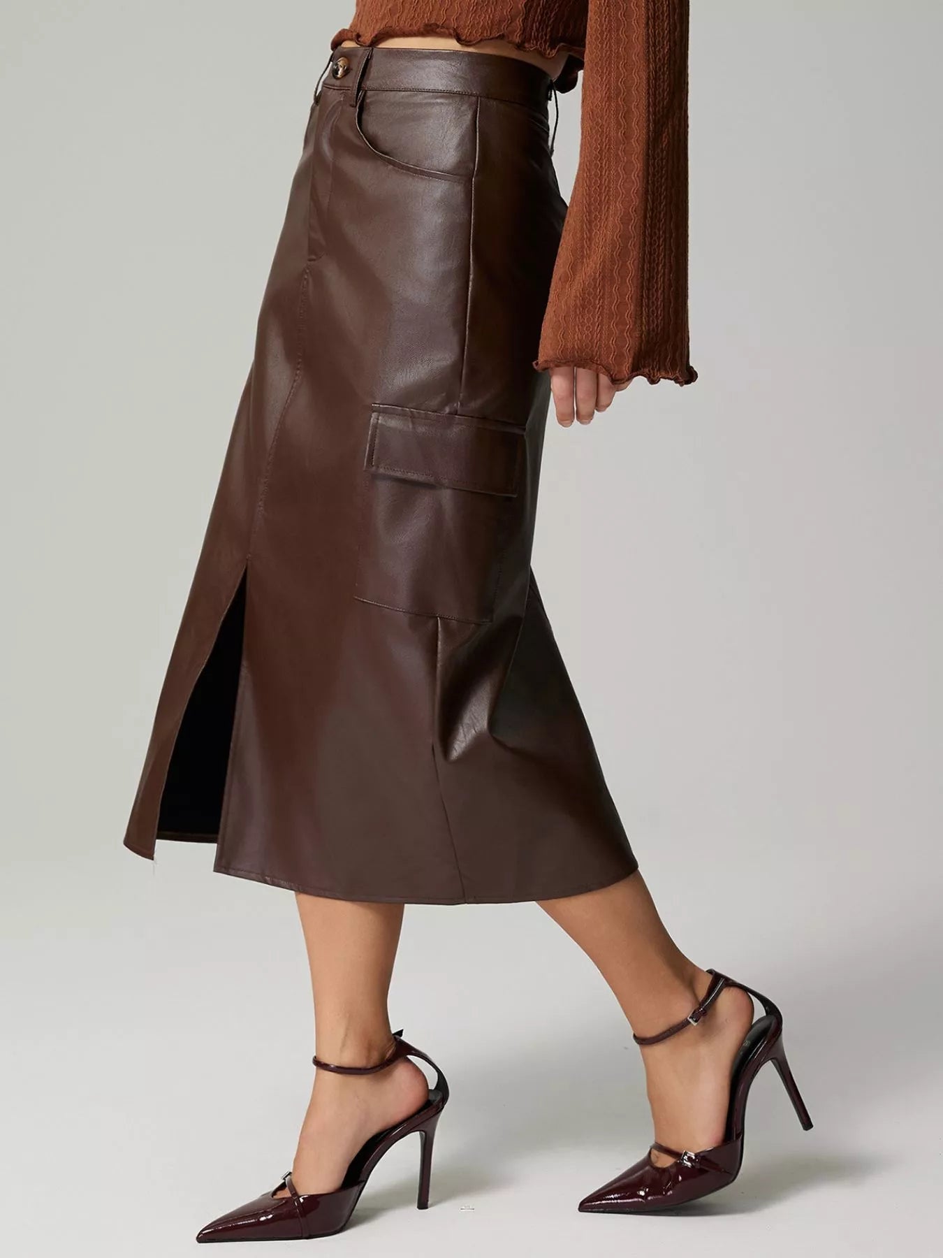 Slit Leather Cargo Skirt - MAD RUFFI