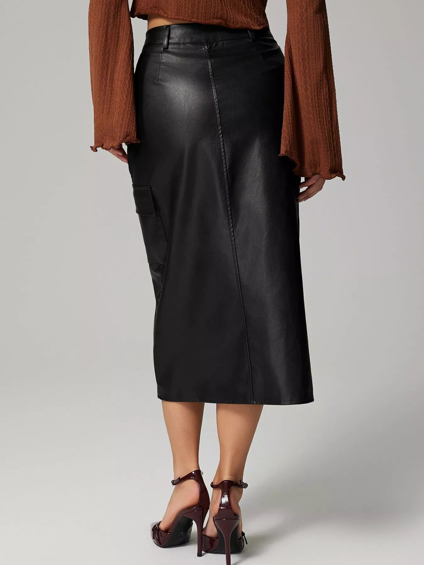Slit Leather Cargo Skirt - MAD RUFFI