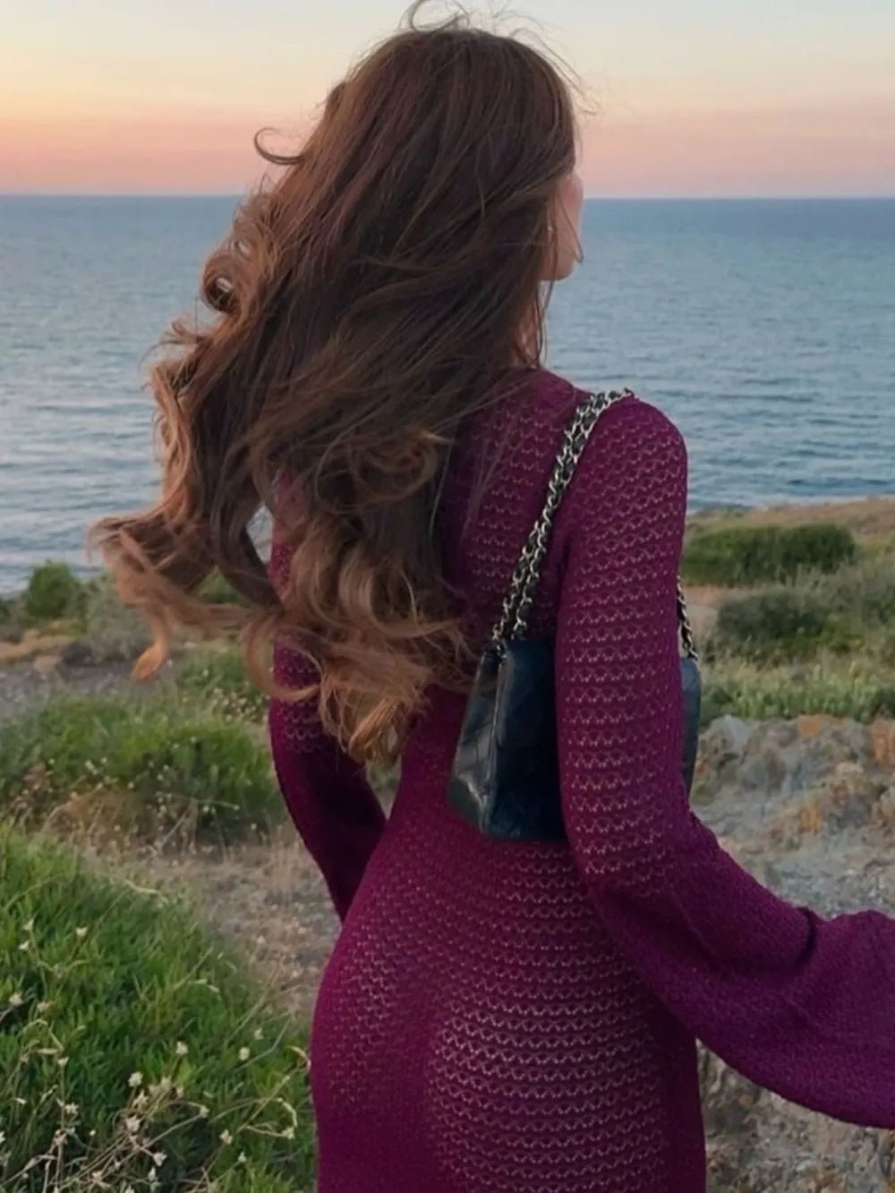 Slit Plunge Flare Sleeve Cover - Up Dress - MAD RUFFI