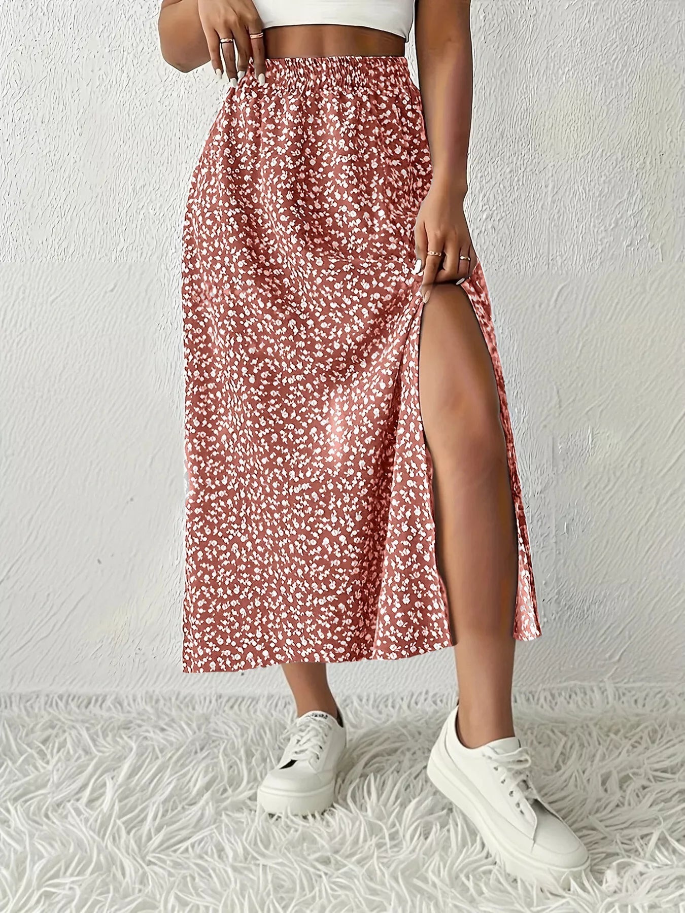Slit Printed Skirt - MAD RUFFI