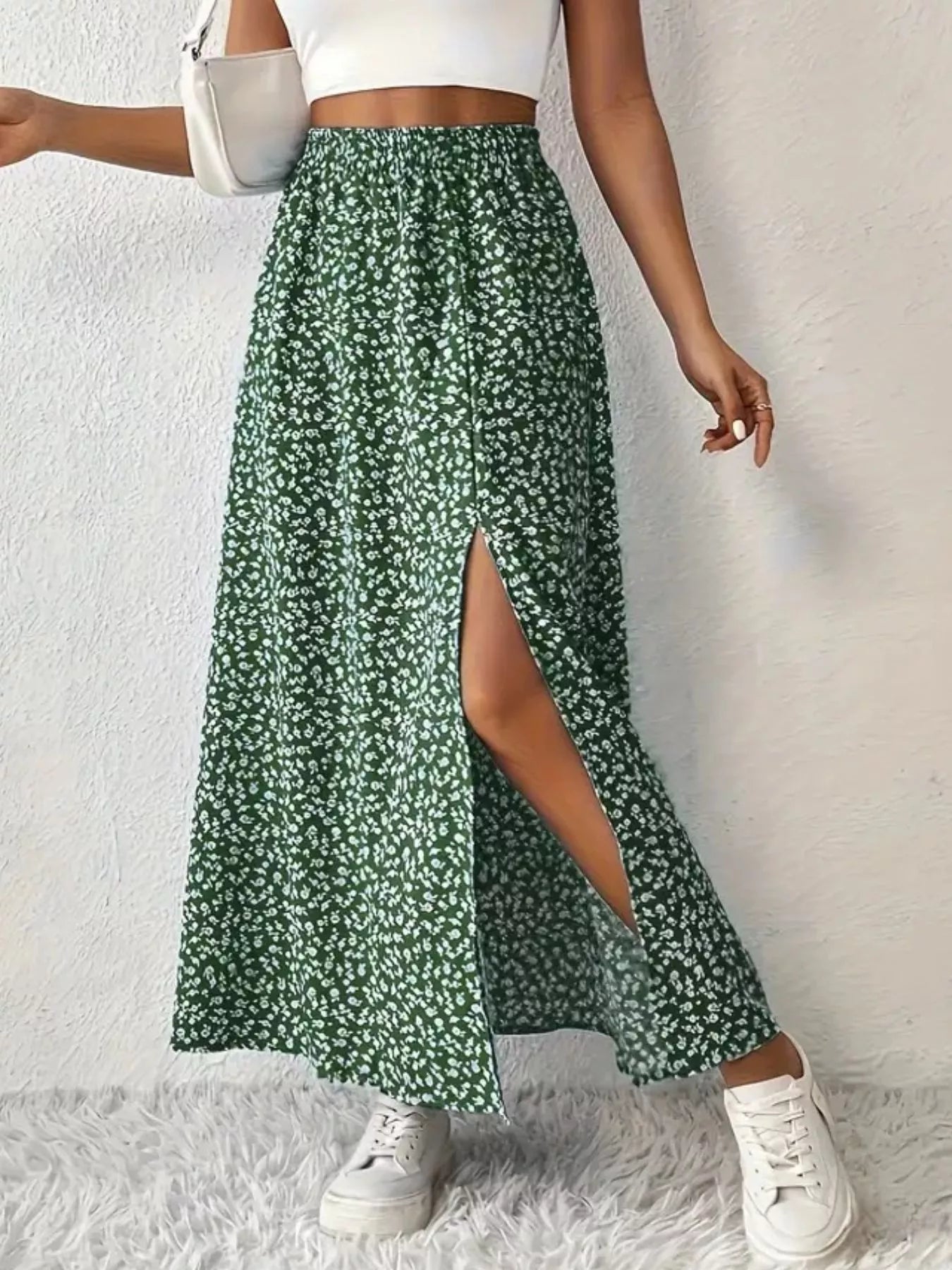Slit Printed Skirt - MAD RUFFI