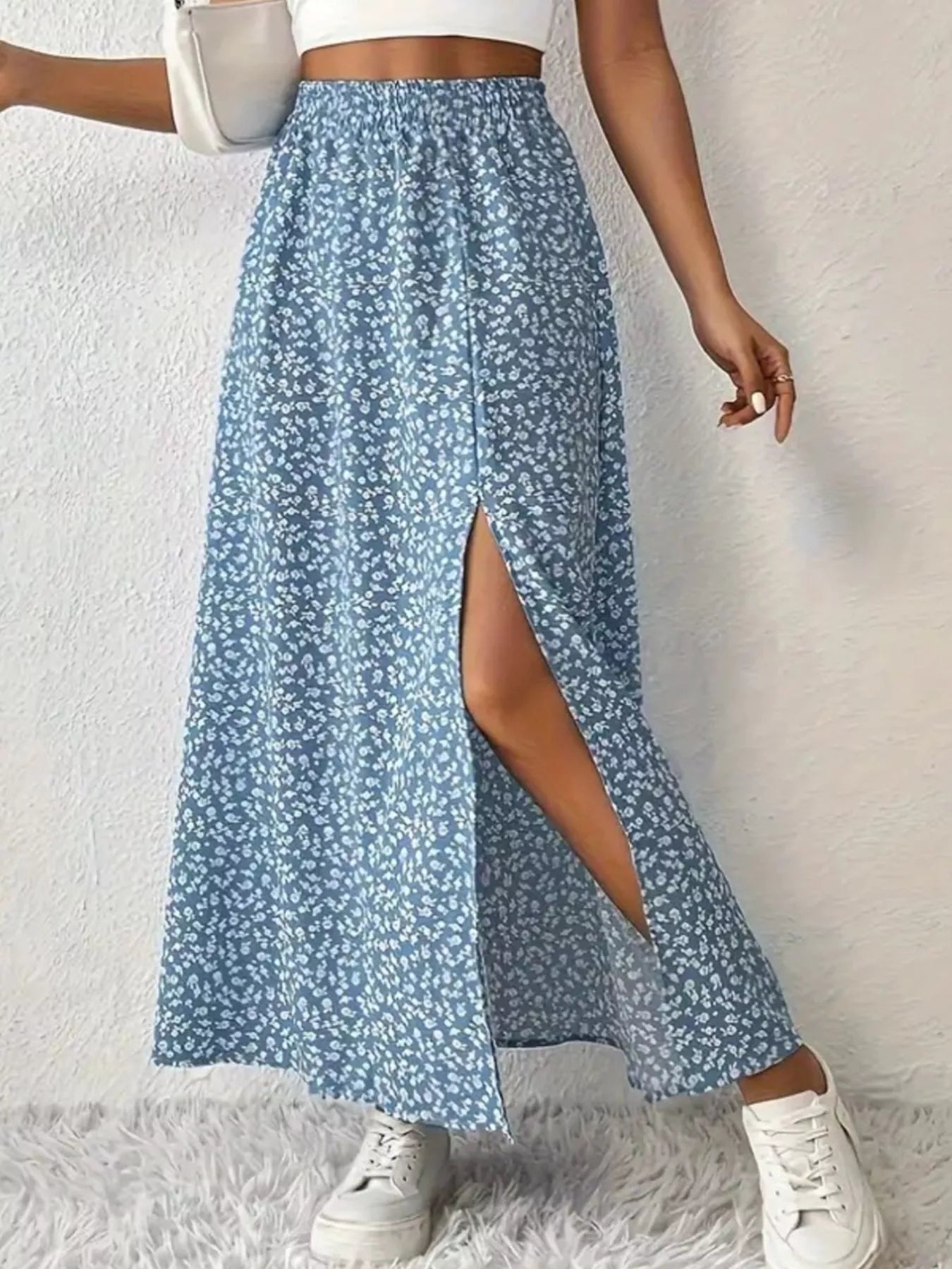 Slit Printed Skirt - MAD RUFFI