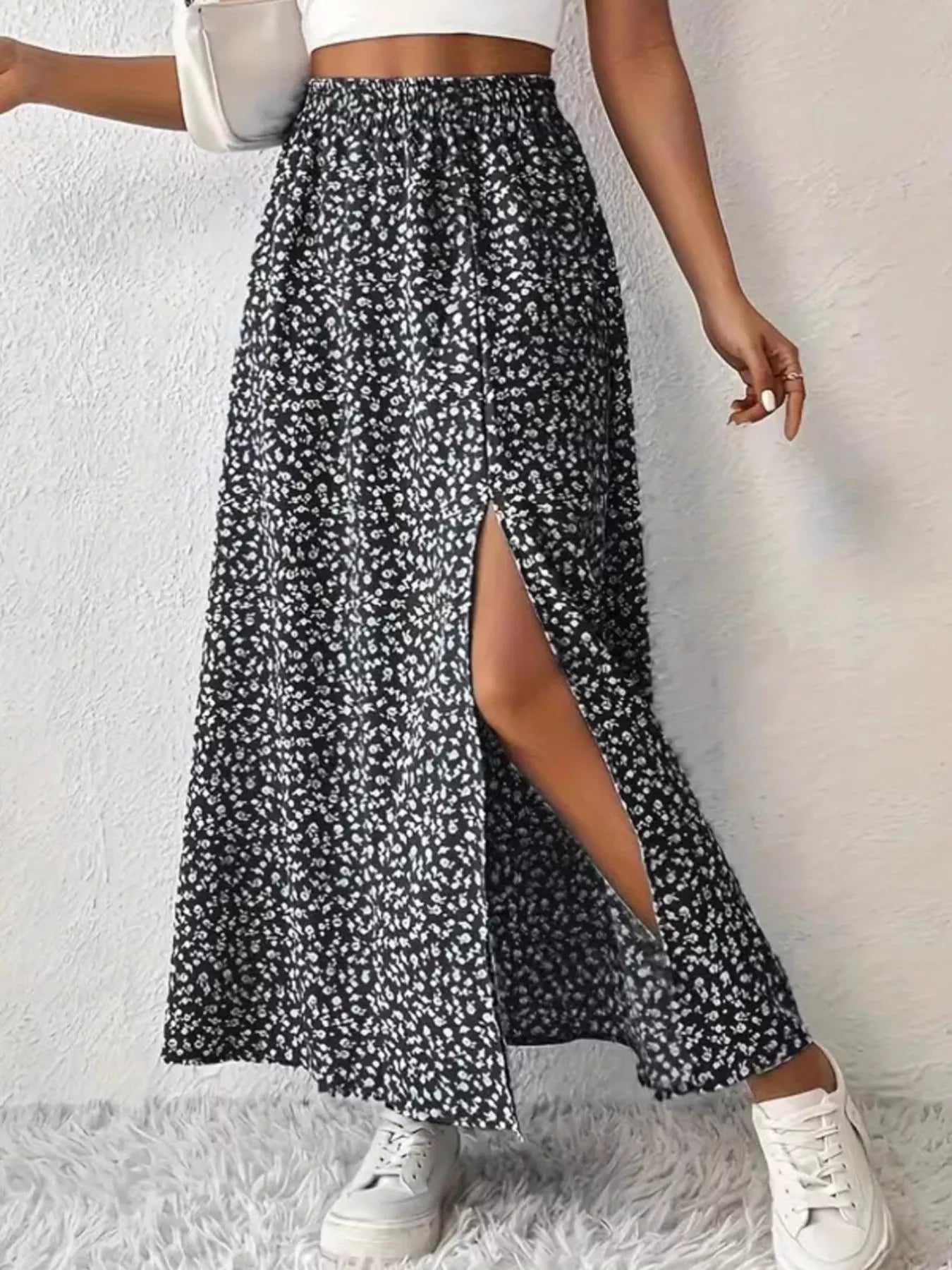 Slit Printed Skirt - MAD RUFFI