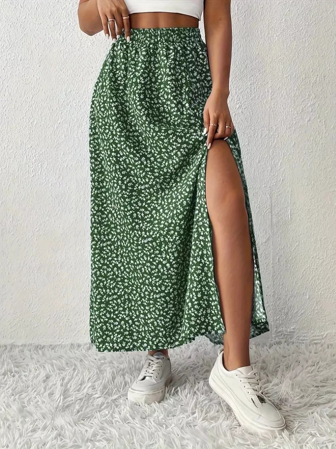 Slit Printed Skirt - MAD RUFFI