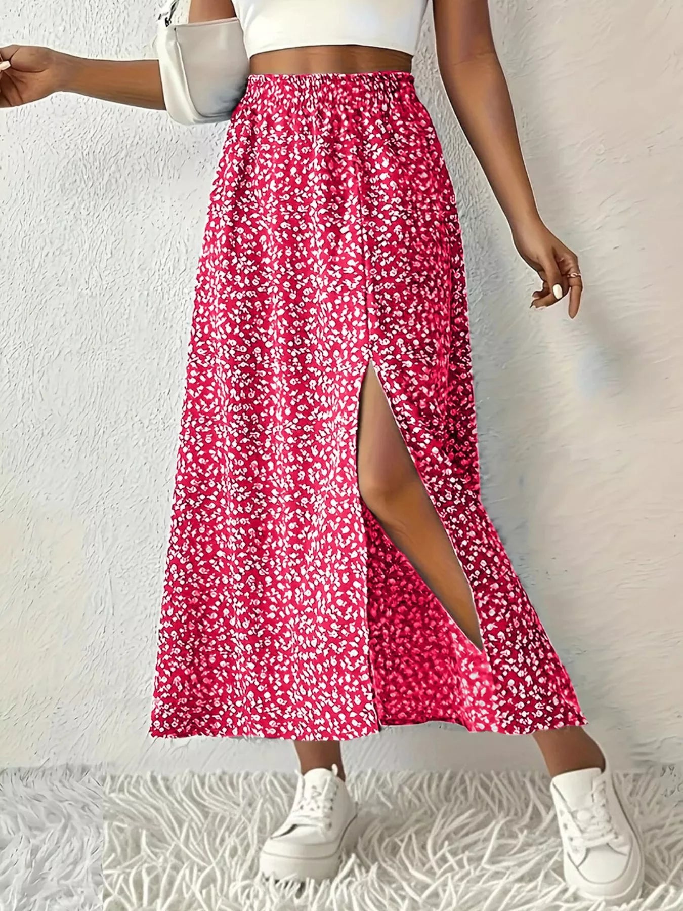 Slit Printed Skirt - MAD RUFFI