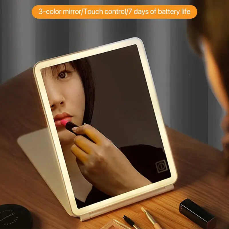 Miroir de maquillage à LED pliant intelligent