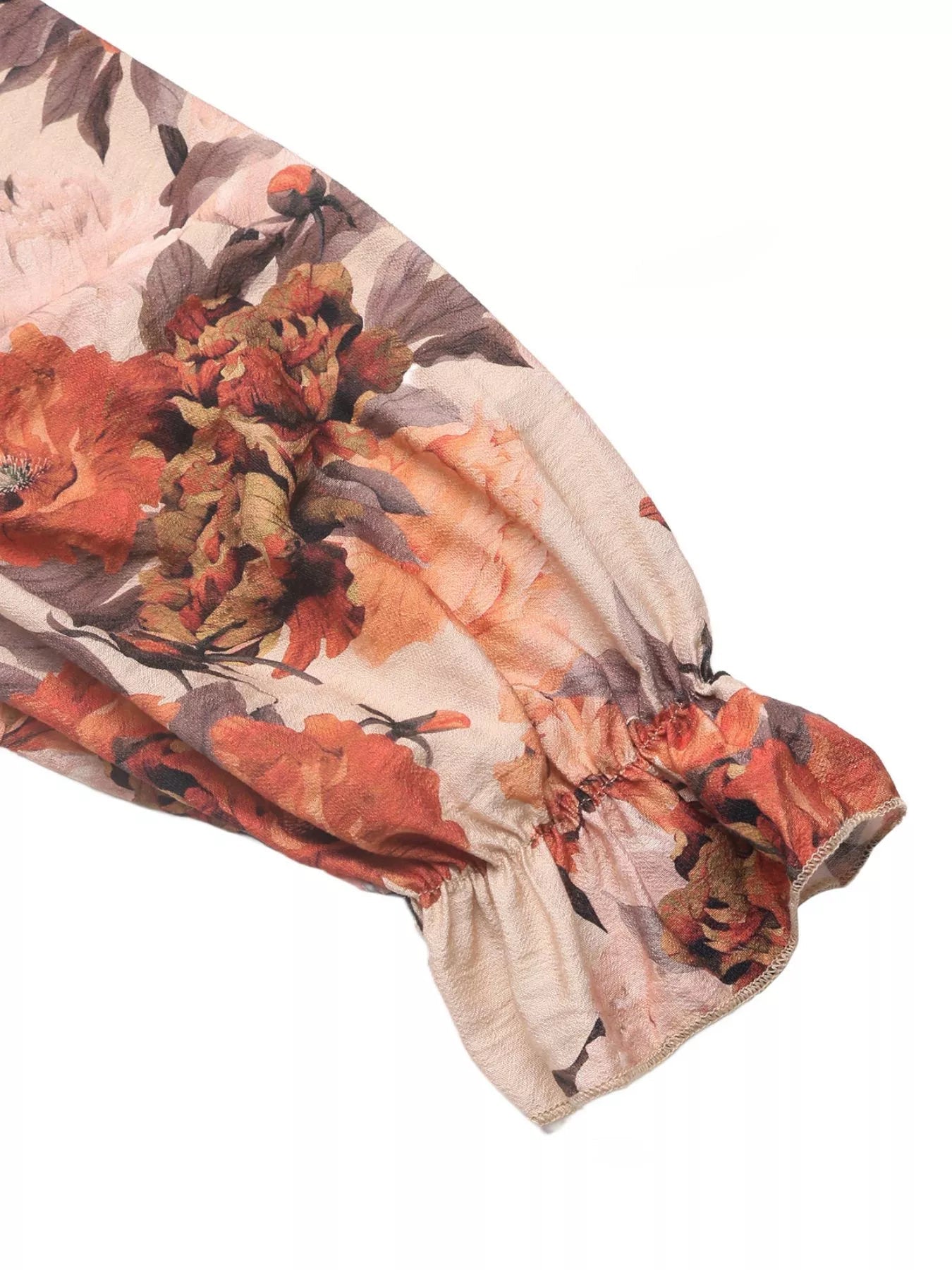 Smocked Floral Print Flounce Sleeve Dress - MAD RUFFI