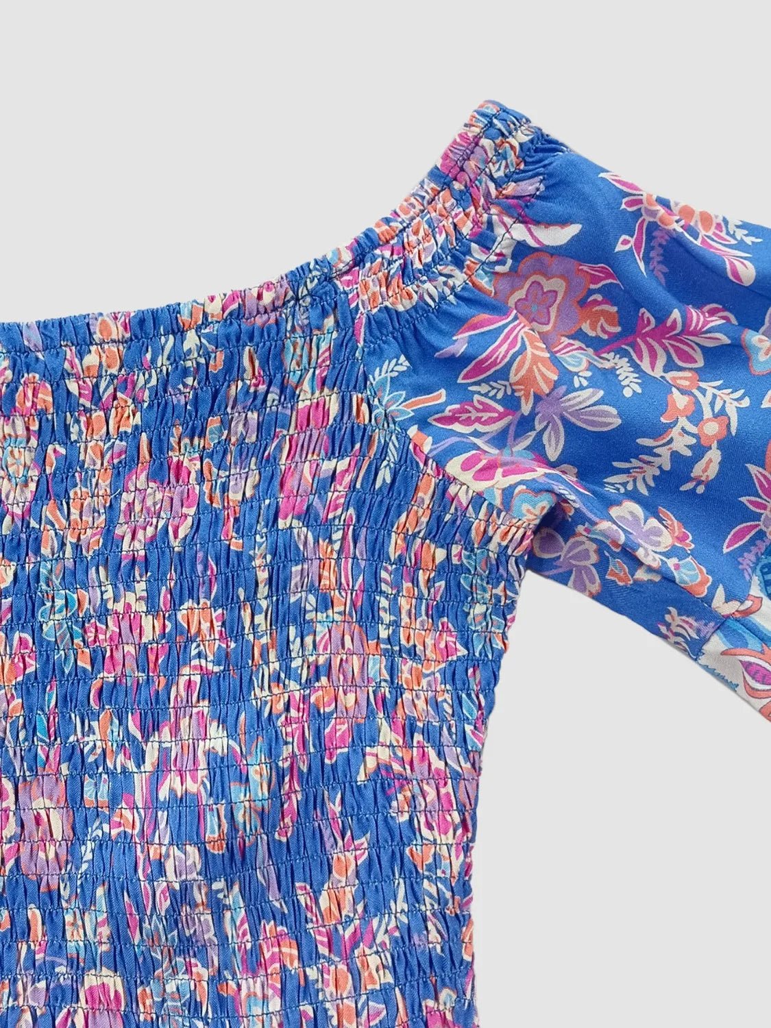 Smocked Off - Shoulder Printed Top and Skirt Set - MAD RUFFI