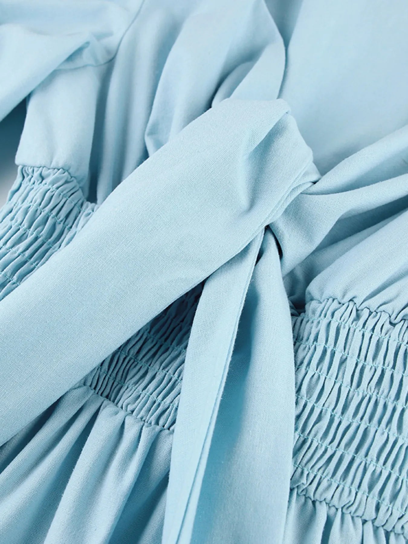 Smocked Puff Sleeve Midi Dress - MAD RUFFI