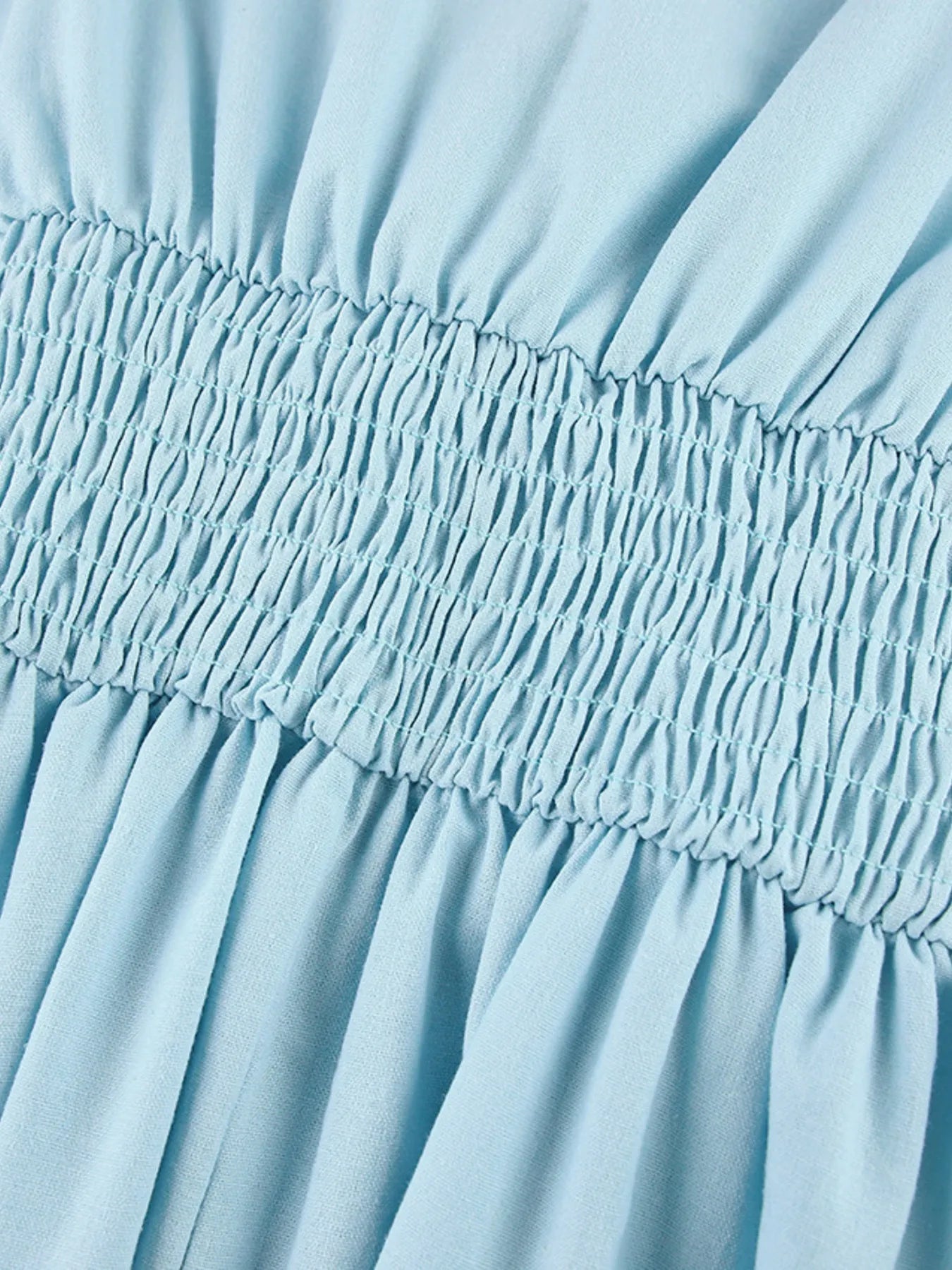 Smocked Puff Sleeve Midi Dress - MAD RUFFI