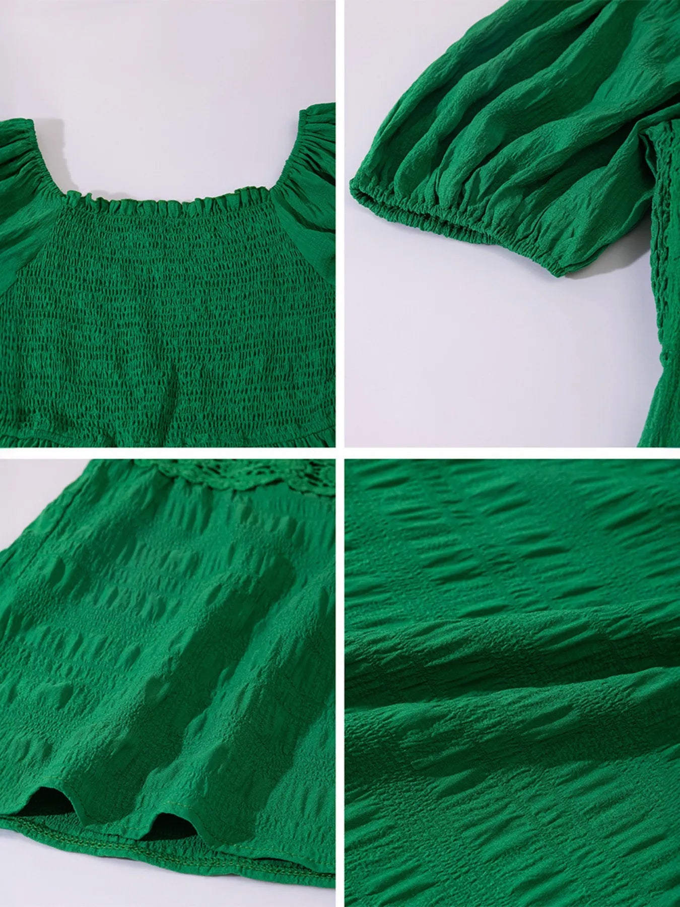 Smocked Puff Sleeve Tiered Dress - MAD RUFFI