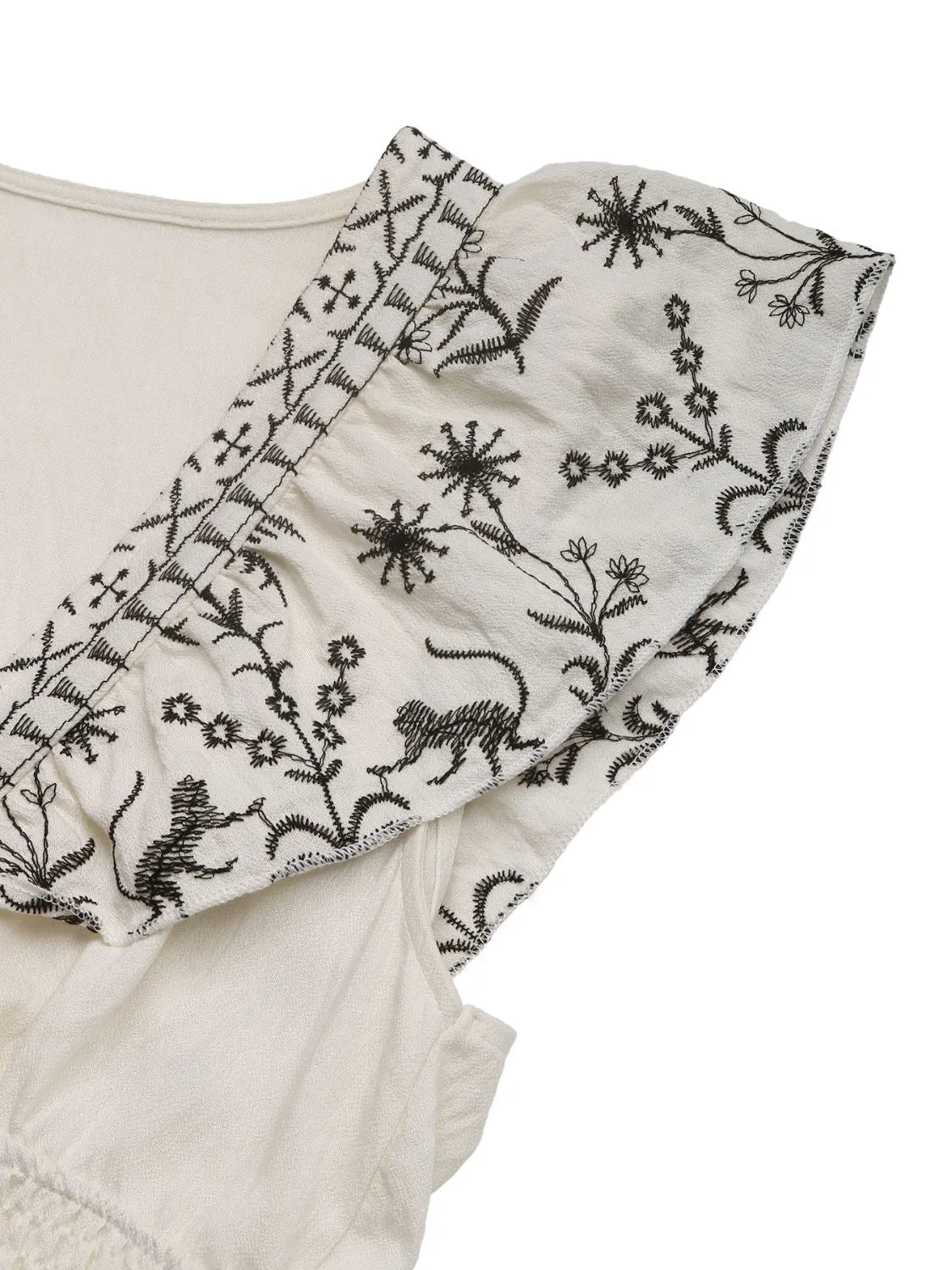 Smocked Ruffled Cap Sleeve Mini Dress - MAD RUFFI