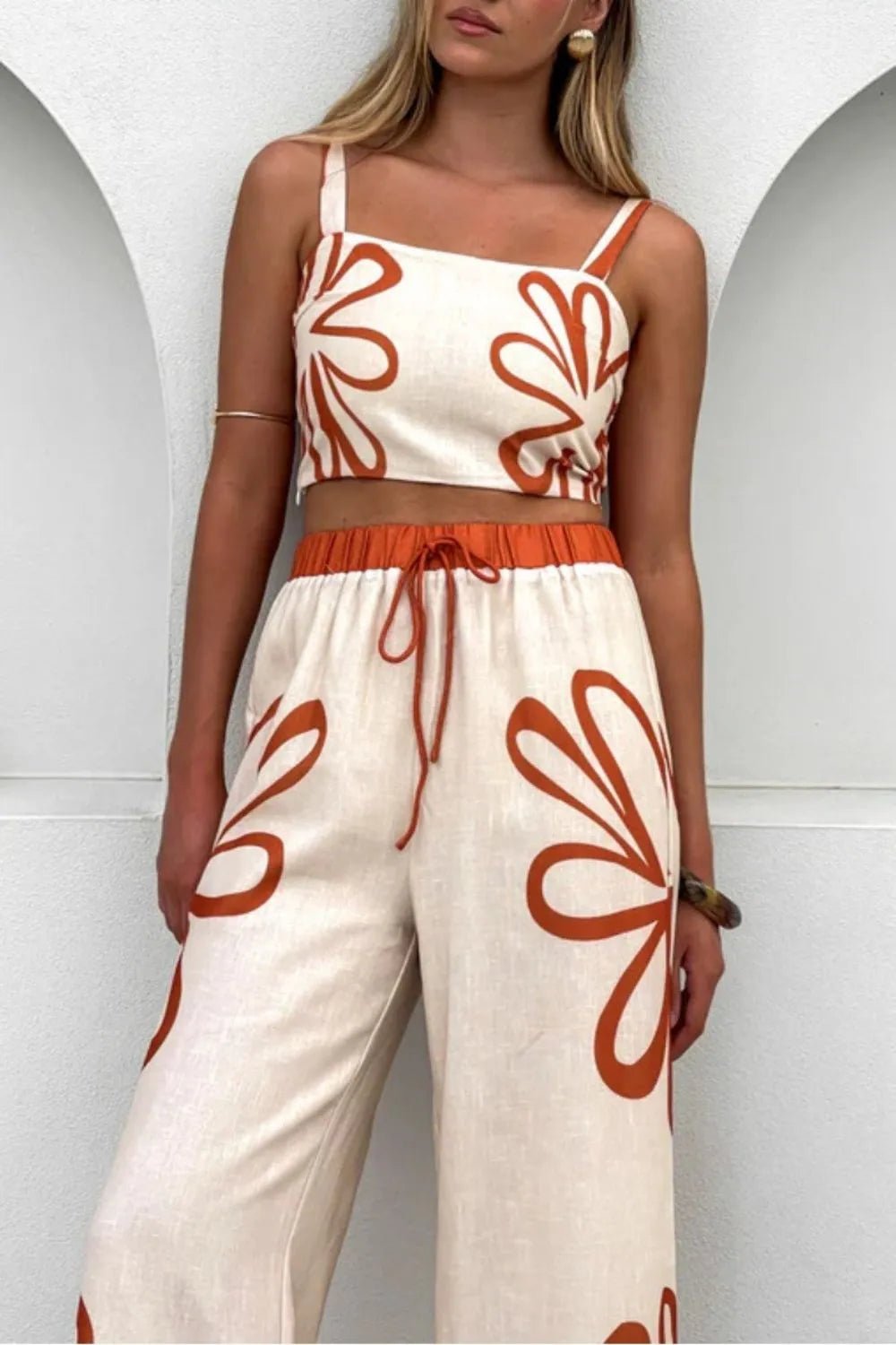 Smocked Square Neck Cami and Pants Set - MAD RUFFI