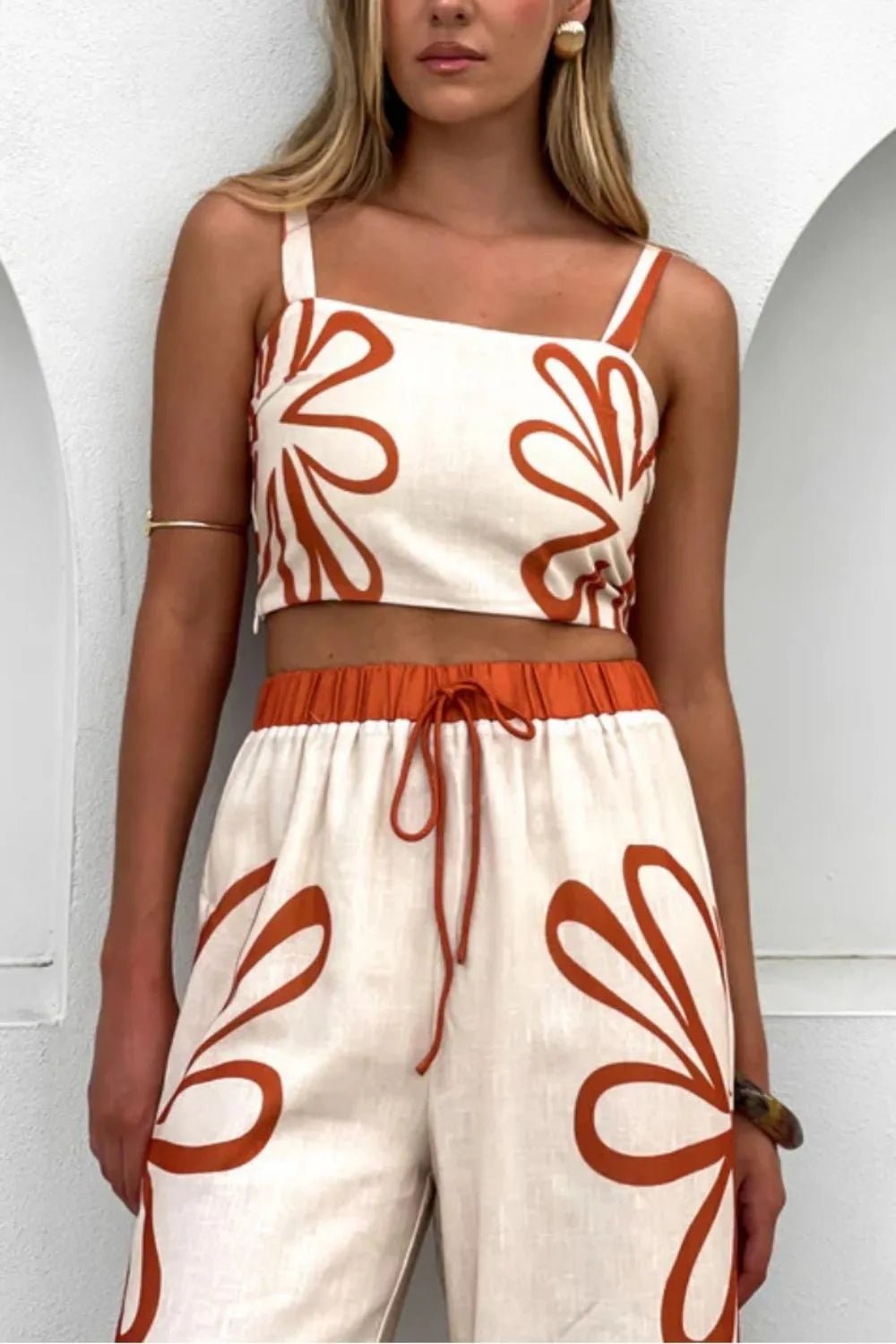 Smocked Square Neck Cami and Pants Set - MAD RUFFI