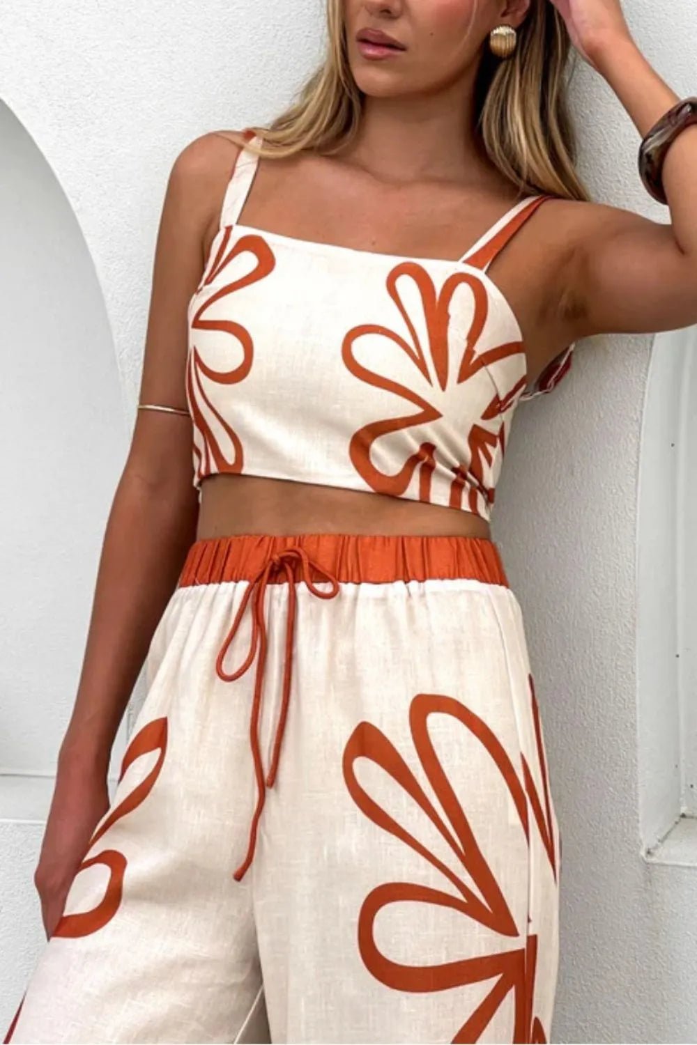 Smocked Square Neck Cami and Pants Set - MAD RUFFI