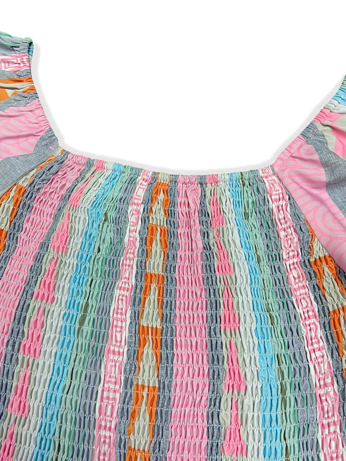 Smocked Square Neck Flounce Sleeve Maxi Dress - MAD RUFFI