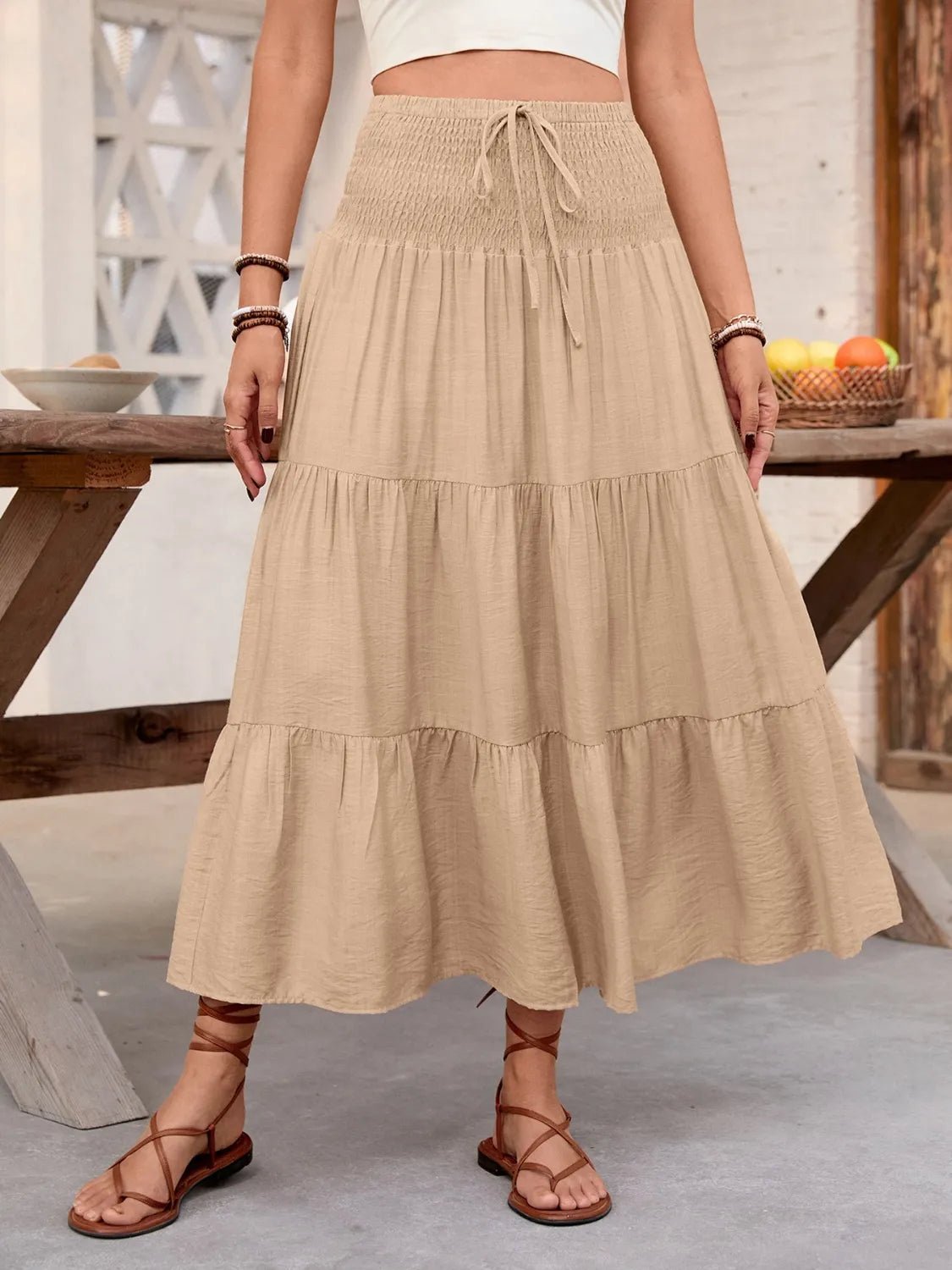 Smocked Tiered Skirt - MAD RUFFI