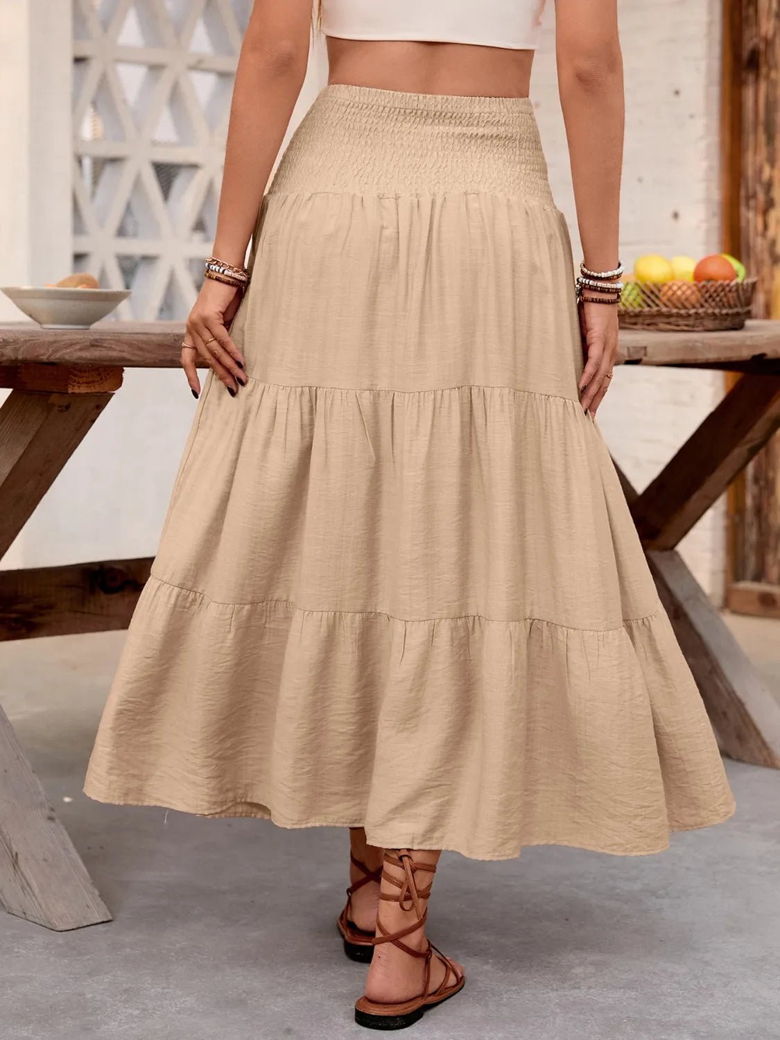 Smocked Tiered Skirt - MAD RUFFI