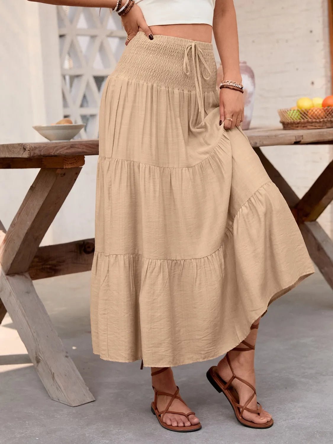 Smocked Tiered Skirt - MAD RUFFI