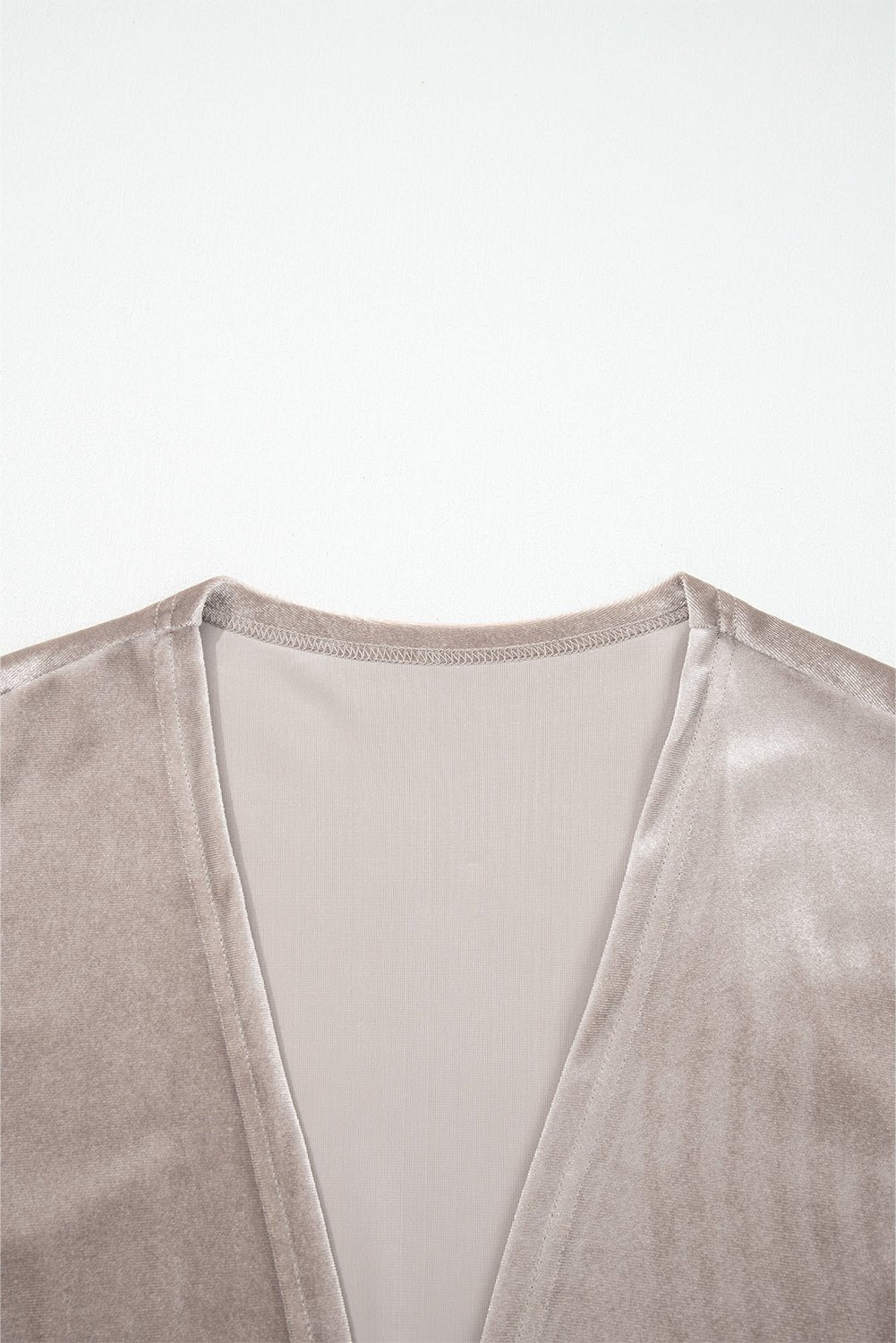 Smoke Gray 3/4 Sleeve Open Front Velvet Kimono - MAD RUFFI