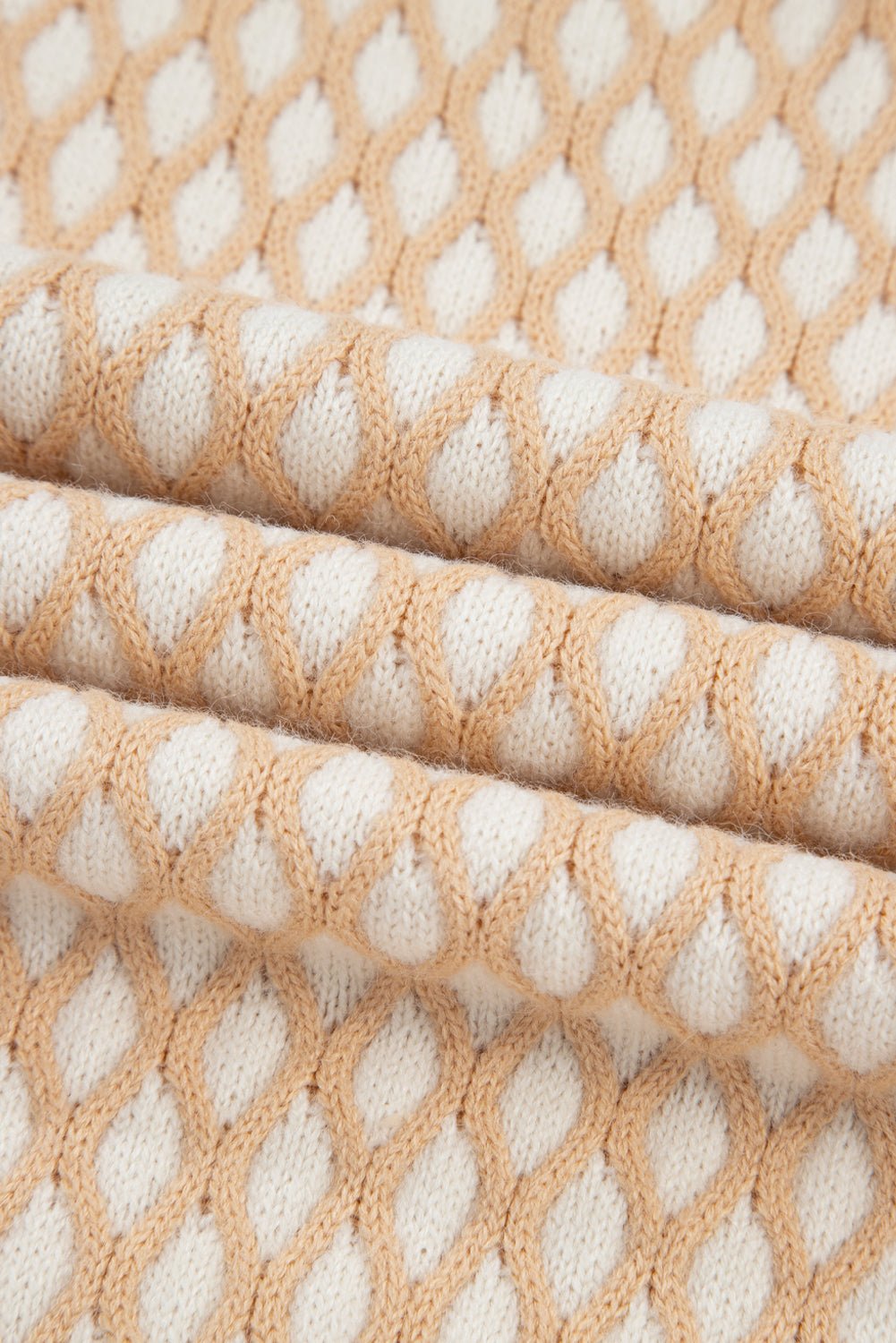 Smoke Gray Checkered Textured Knit Mock Neck Sweater - MAD RUFFI